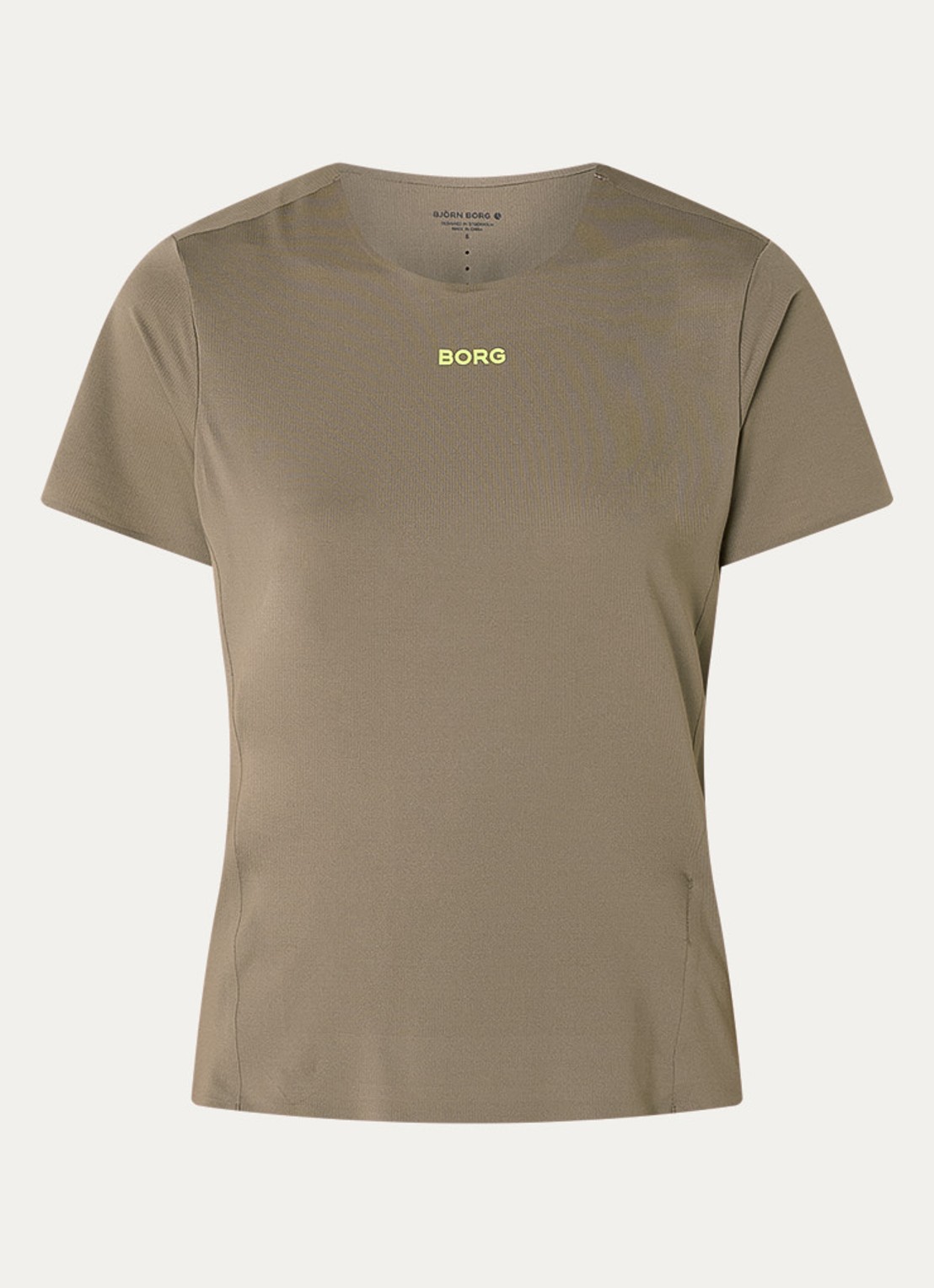 Björn Borg Trainings T-shirt met logo- en backprint - voorkant zand