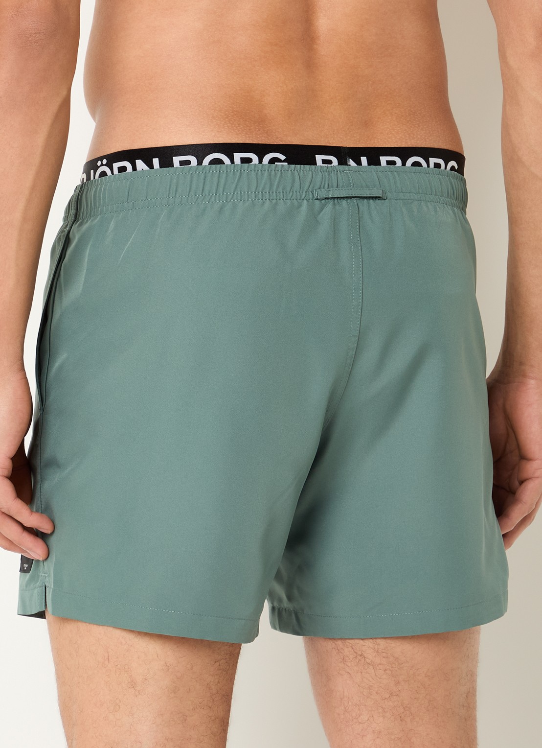 Björn Borg Zwemshorts met elastische band en logo - achterkant 4 olijfgroen