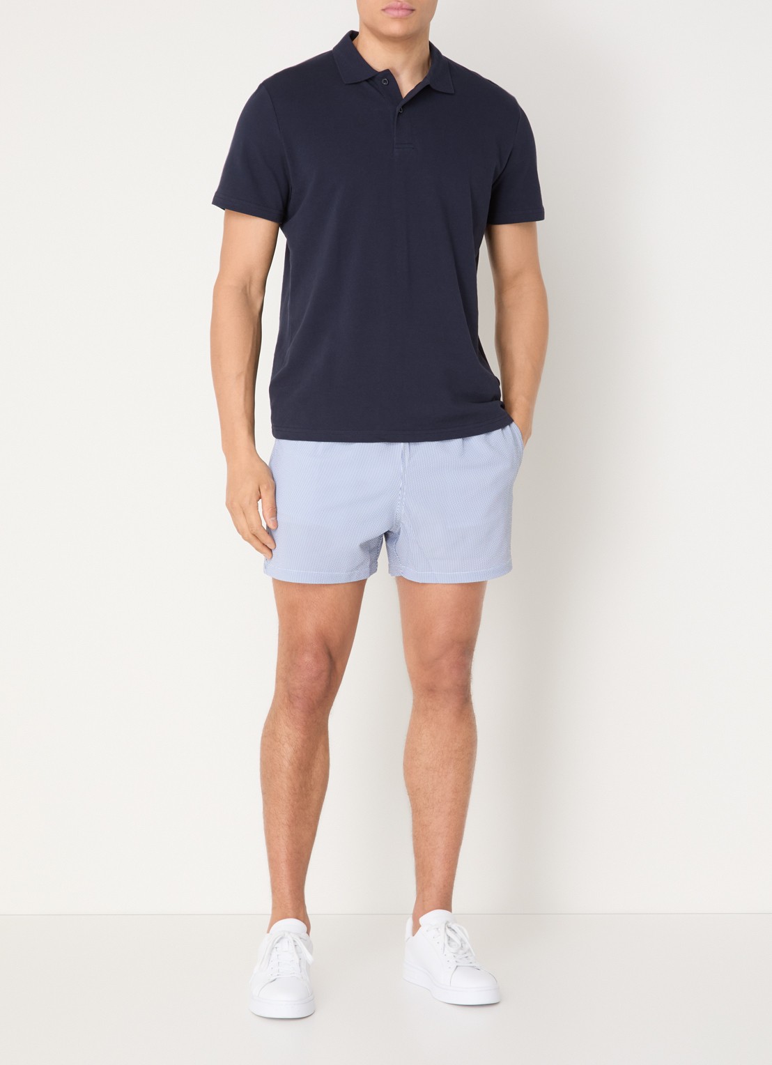 Björn Borg Zwemshorts met streepprint - voorkant 3 donkerblauw