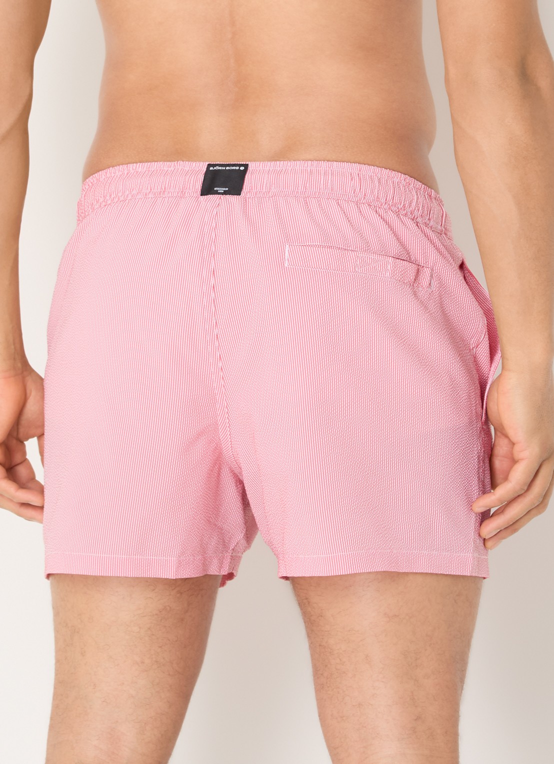 Björn Borg Zwemshorts met streepprint - achterkant 3 kersenrood