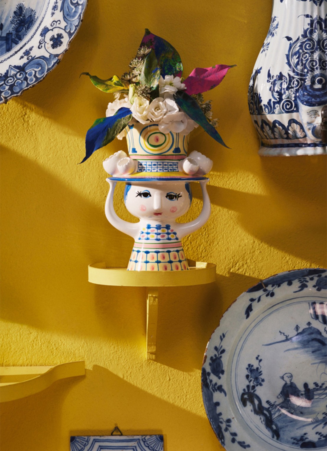 Bjørn Wiinblad Dame met hoed kandelaar 20.5 cm  - voorkant 5 blauw