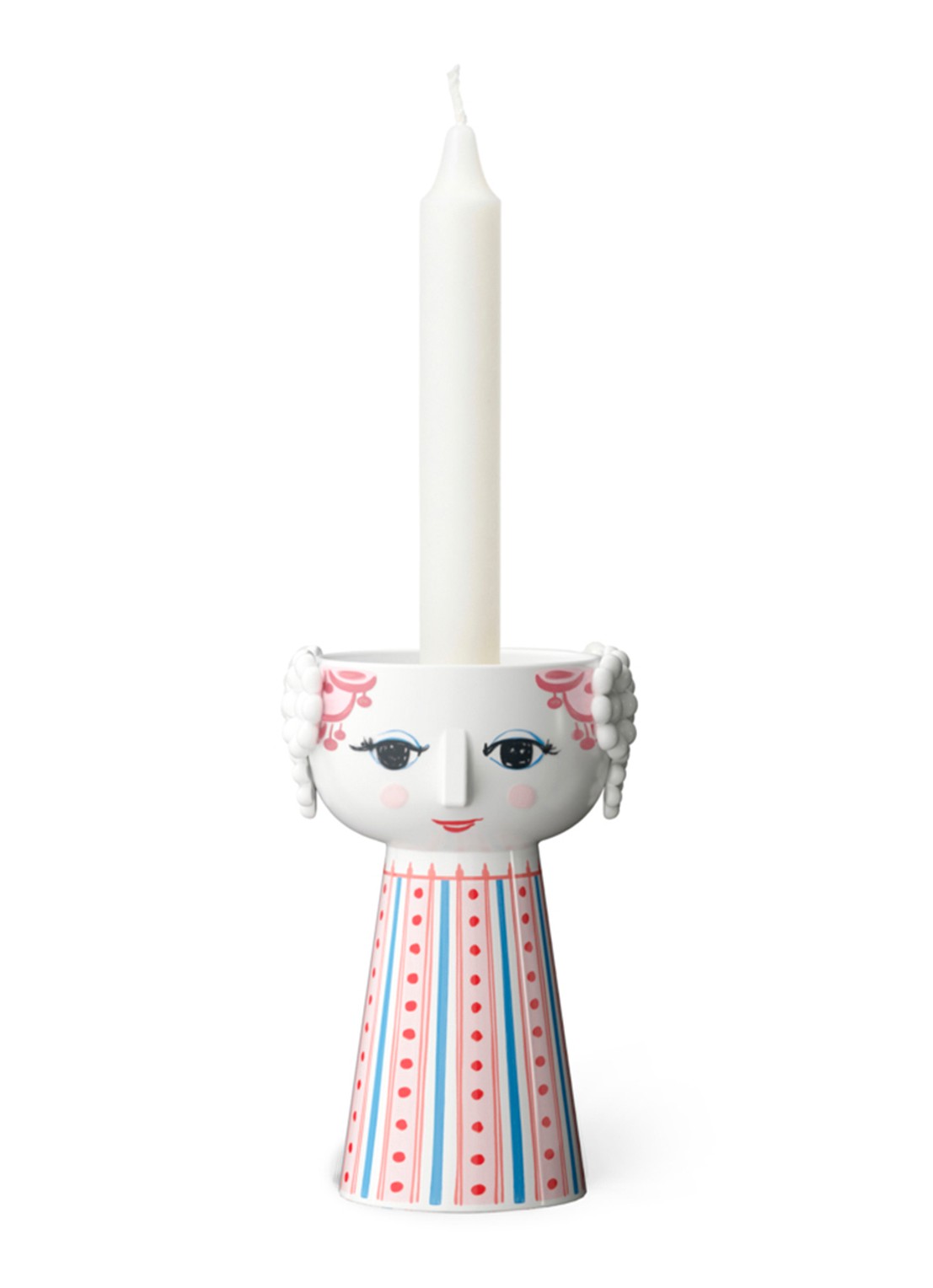 Bjørn Wiinblad Eva kandelaar 14 cm - voorkant 3 roze