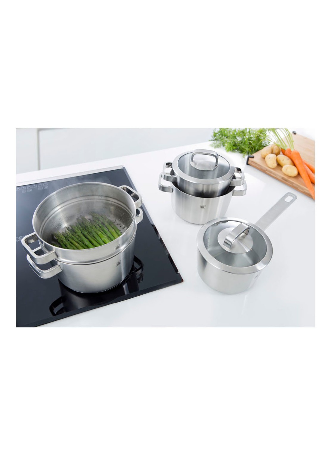 BK Conical Glas pannenset 4-delig - voorkant 2 zilver