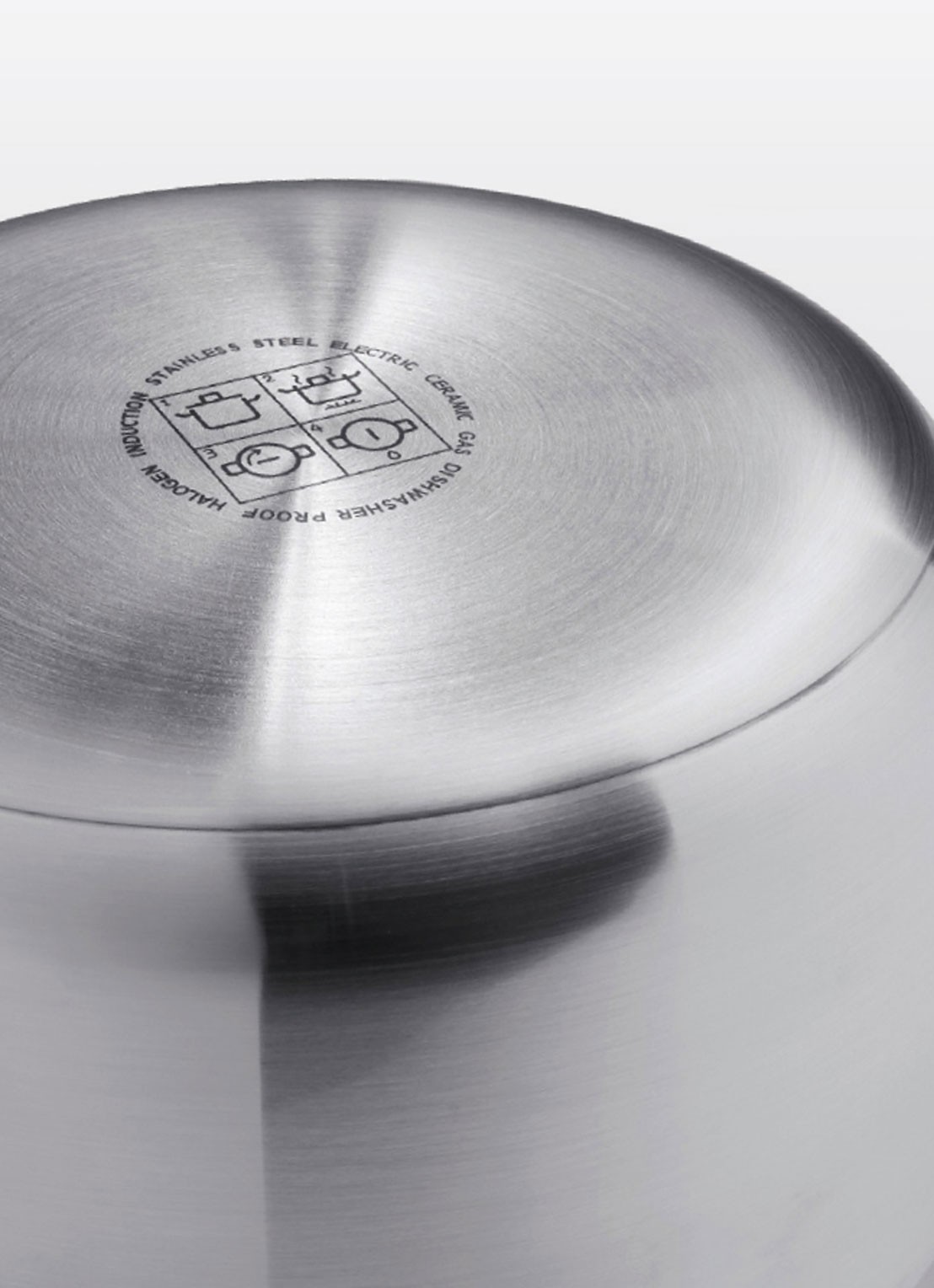BK Q-Linair Master pannenset met glazen deksels, 4-delig - detail zilver