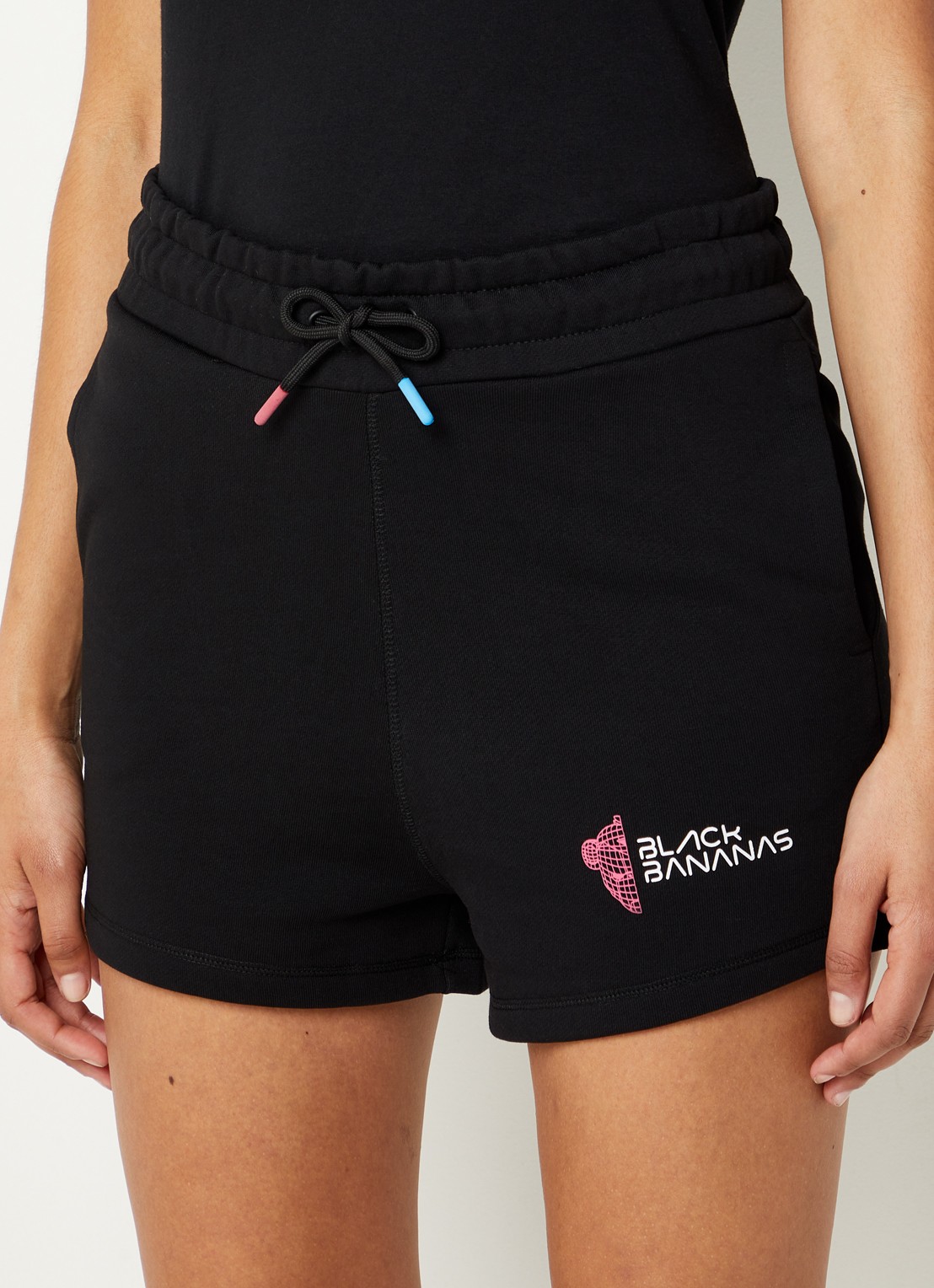 Black Bananas Eclipse high waist slim fit korte joggingbroek - detail 2 zwart