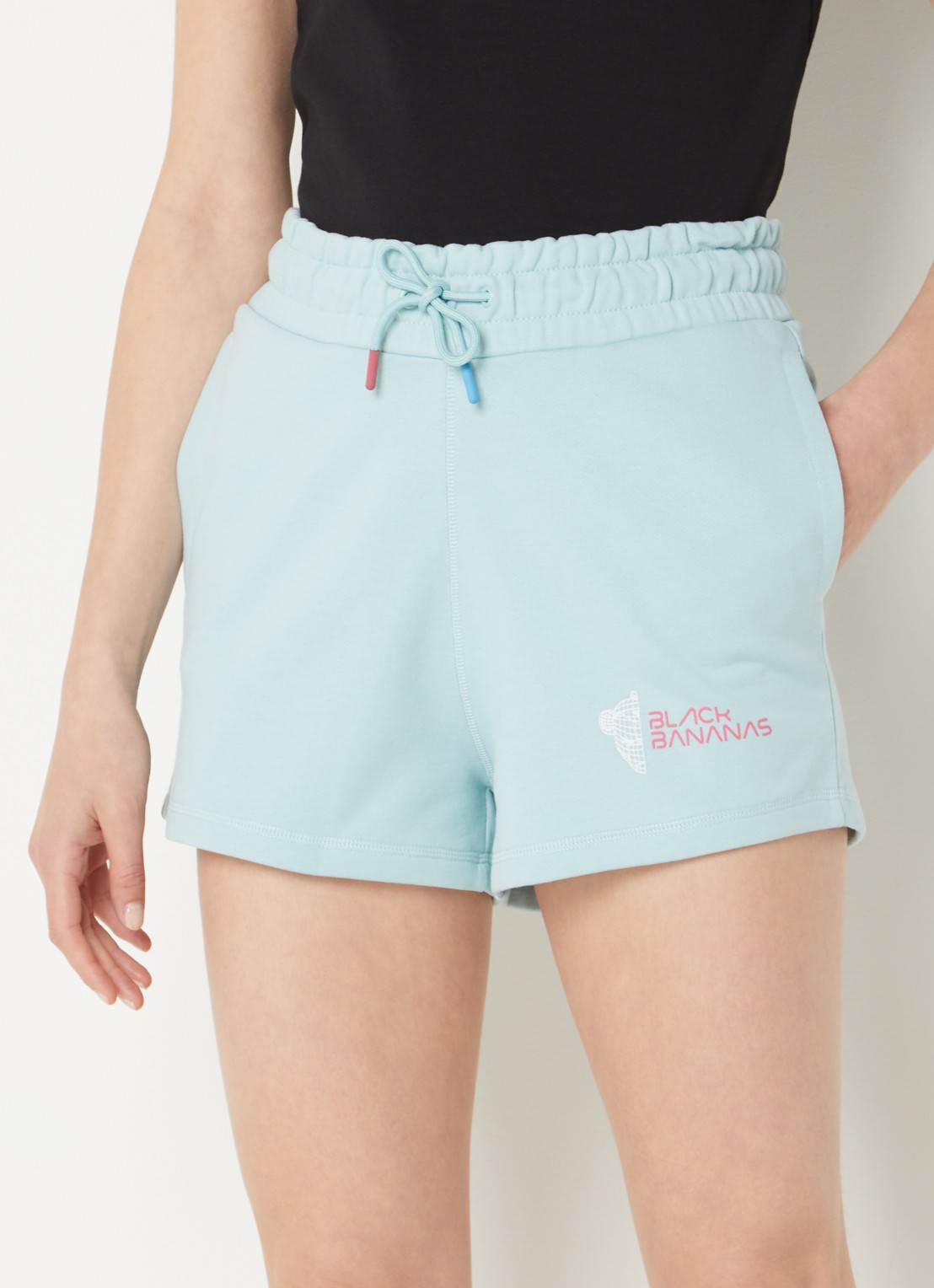 Black Bananas Eclipse high waist slim fit korte joggingbroek - detail 4 lichtblauw