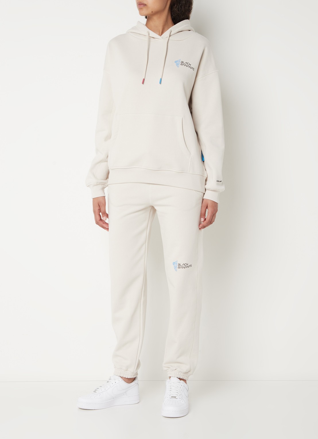 Black Bananas Eclipse high waist tapered fit joggingsbroek met logoprint - voorkant 4 creme