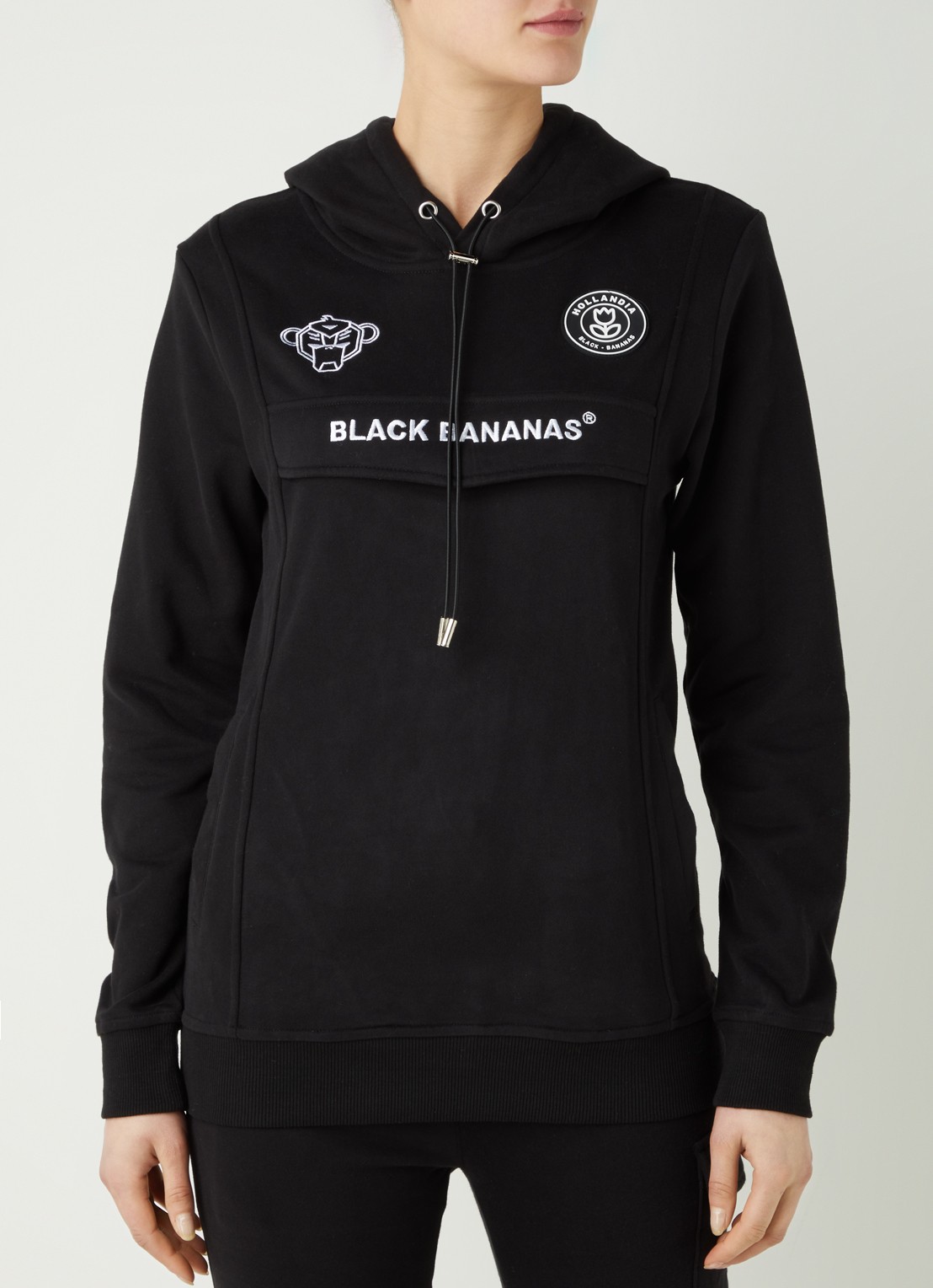 Black Bananas Hoodie met steekzakken en logoborduring - detail 4 zwart