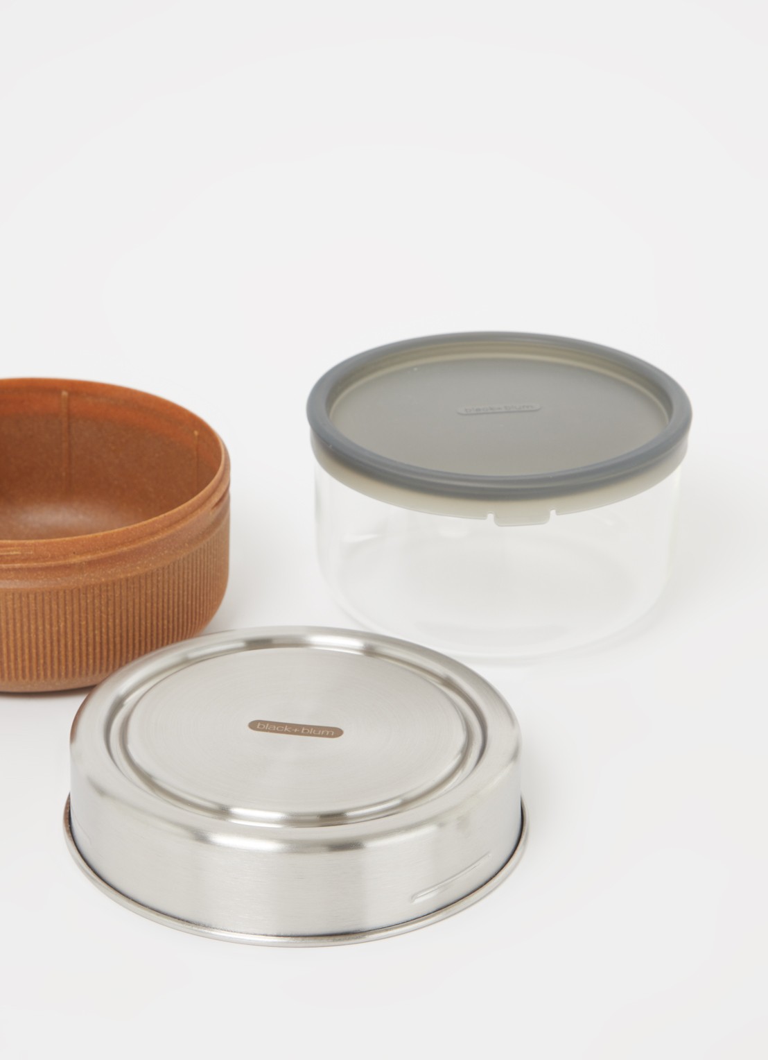 Black + Blum glazen lunchbox  - detail zilver