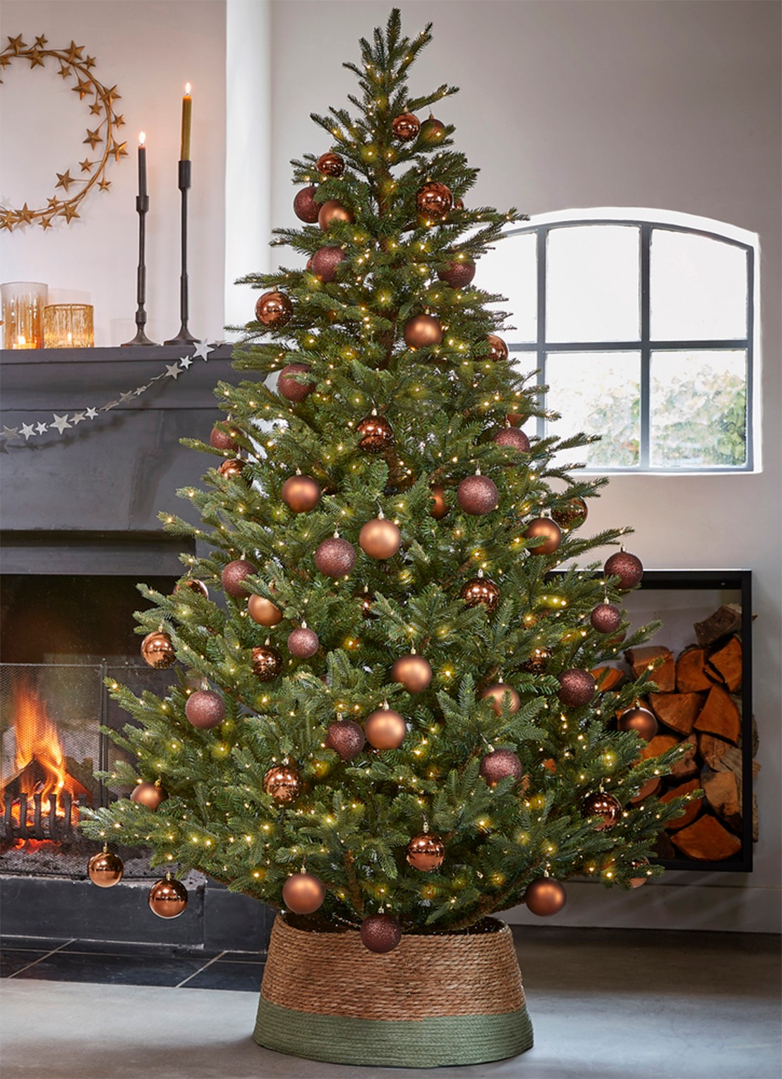 Black box Frasier kunstkerstboom met LED verlichting 185 cm - voorkant 5 groen