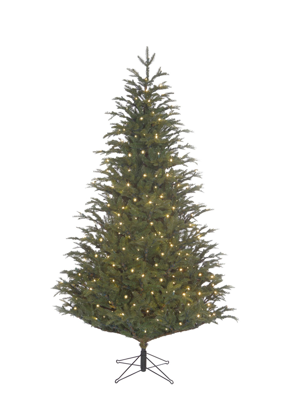 Black box Frasier kunstkerstboom met LED verlichting 215 cm - voorkant 2 groen