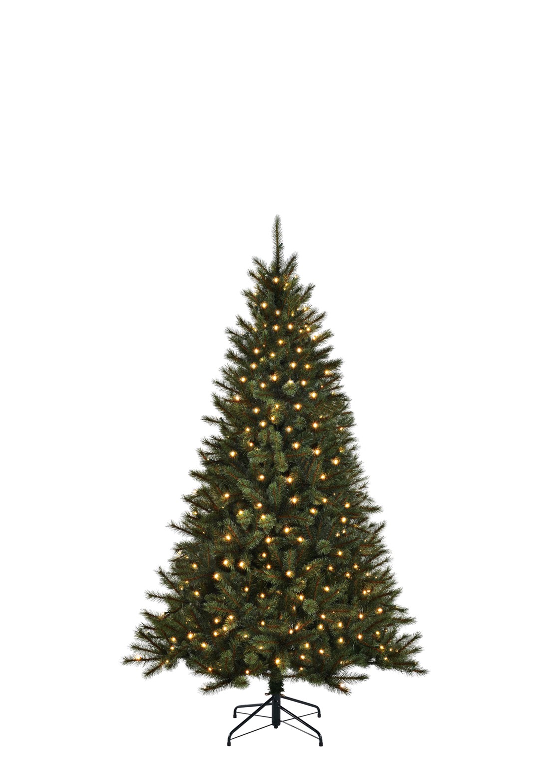Black box Toronto kunstkerstboom met LED verlichting 155 cm - voorkant 2 donkergroen