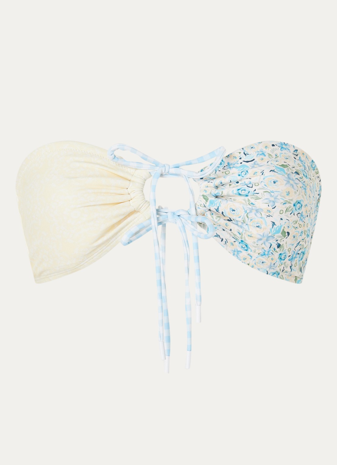 Blackbough Swim Alana bandeau bikinitop met uitneembare vulling en bloemenprint - voorkant lichtgeel