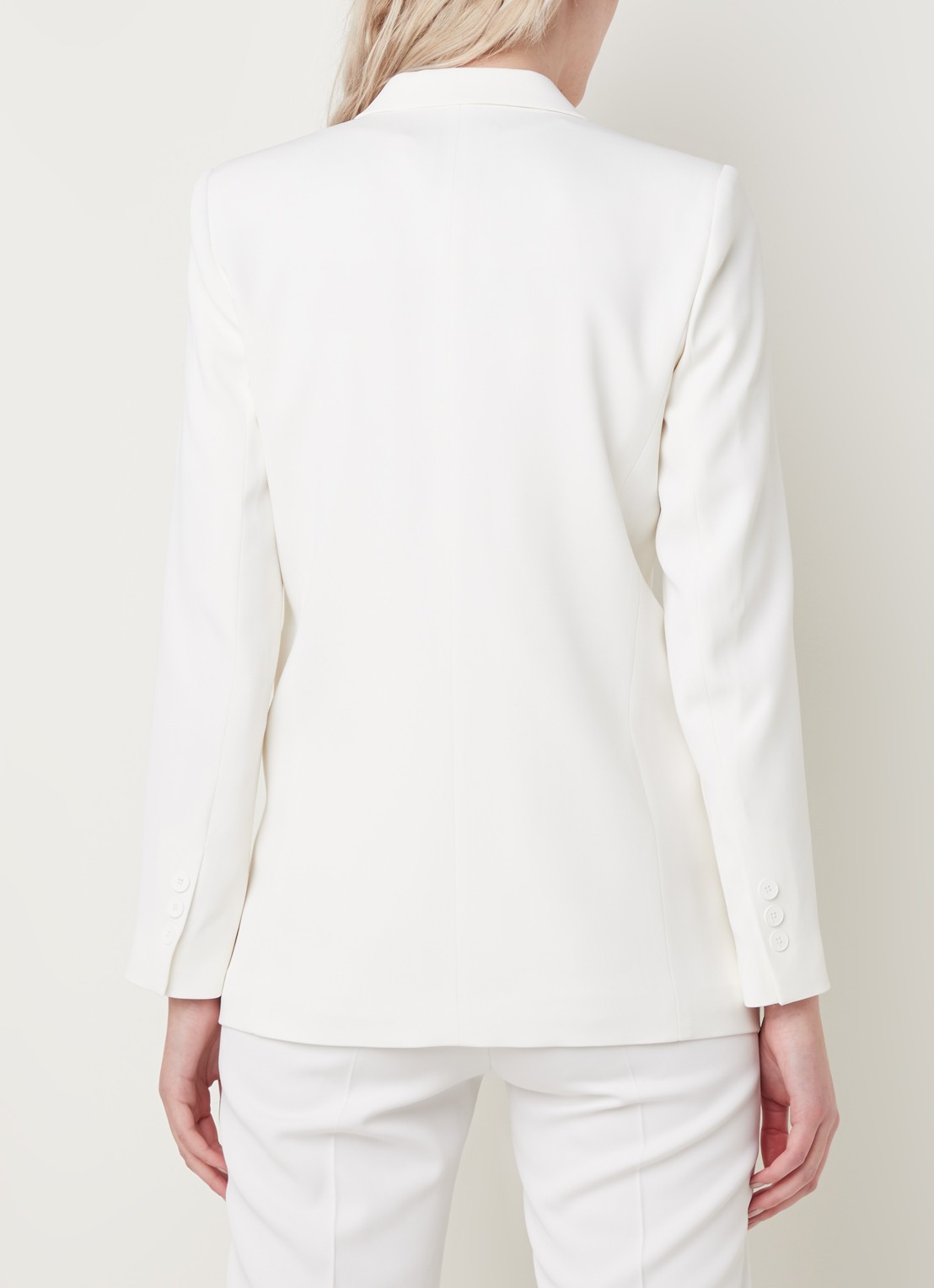 Blazer in wolblend contrast van satijn - achterkant 3 gebroken wit