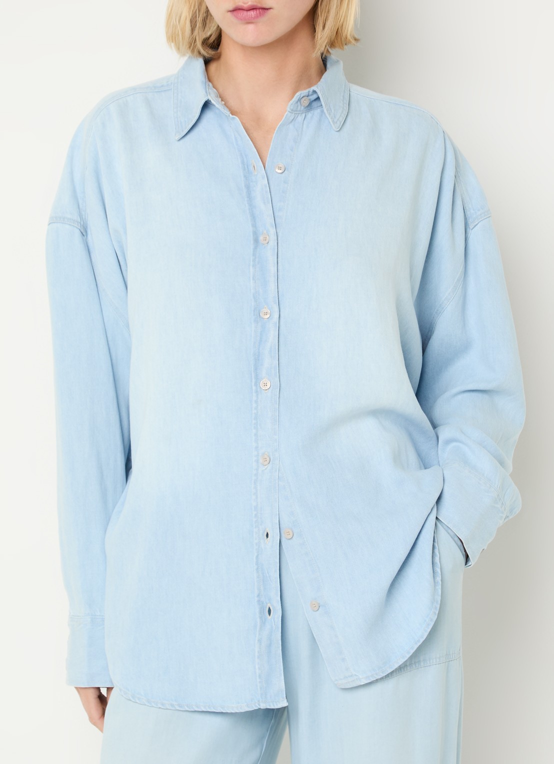 BLLMR Dado blouse in linnenblend - detail 4 lichtblauw