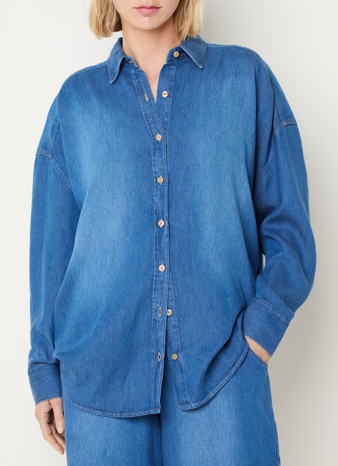 BLLMR Dado blouse in linnenblend - detail indigo