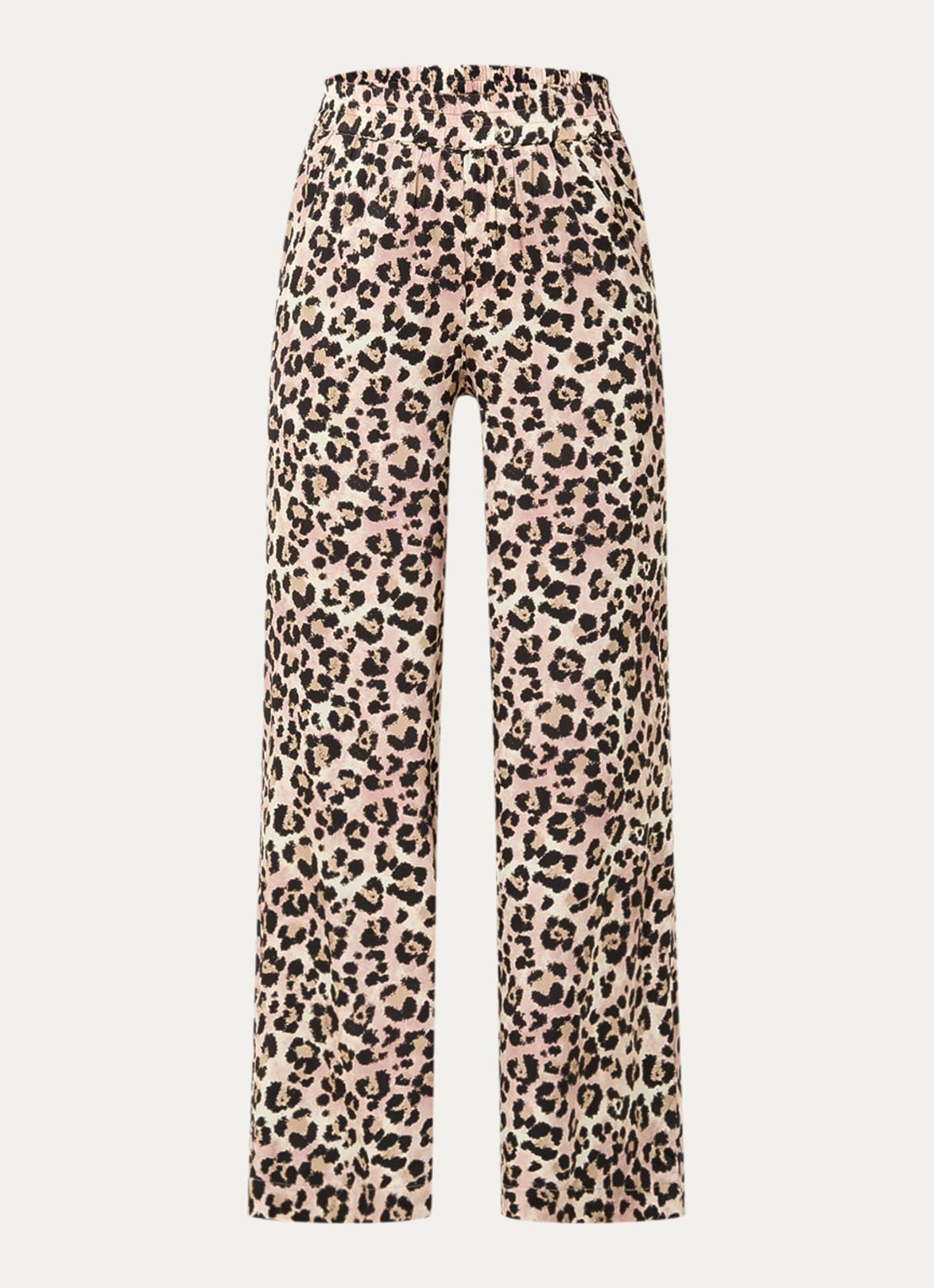 BLLMR Harper high waist loose fit pantalon met panterprint en steekzakken - voorkant lichtbruin