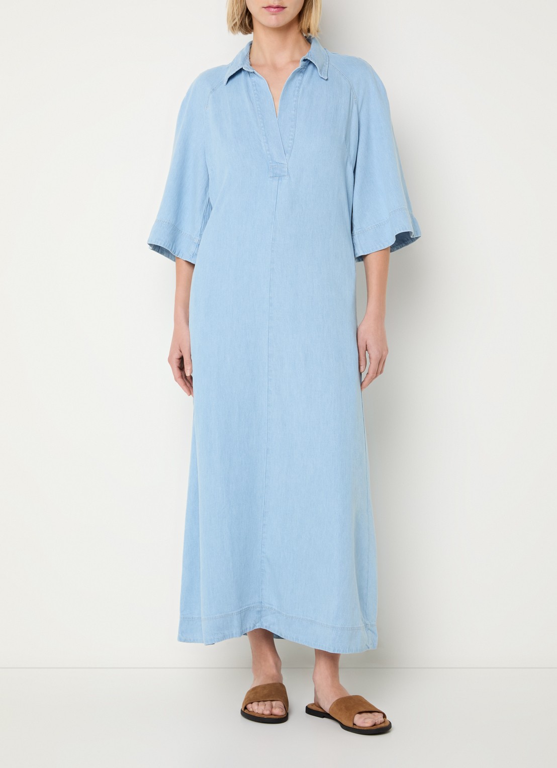 BLLMR Julie midi denim tuniekjurk met steekzakken - detail 4 lichtblauw