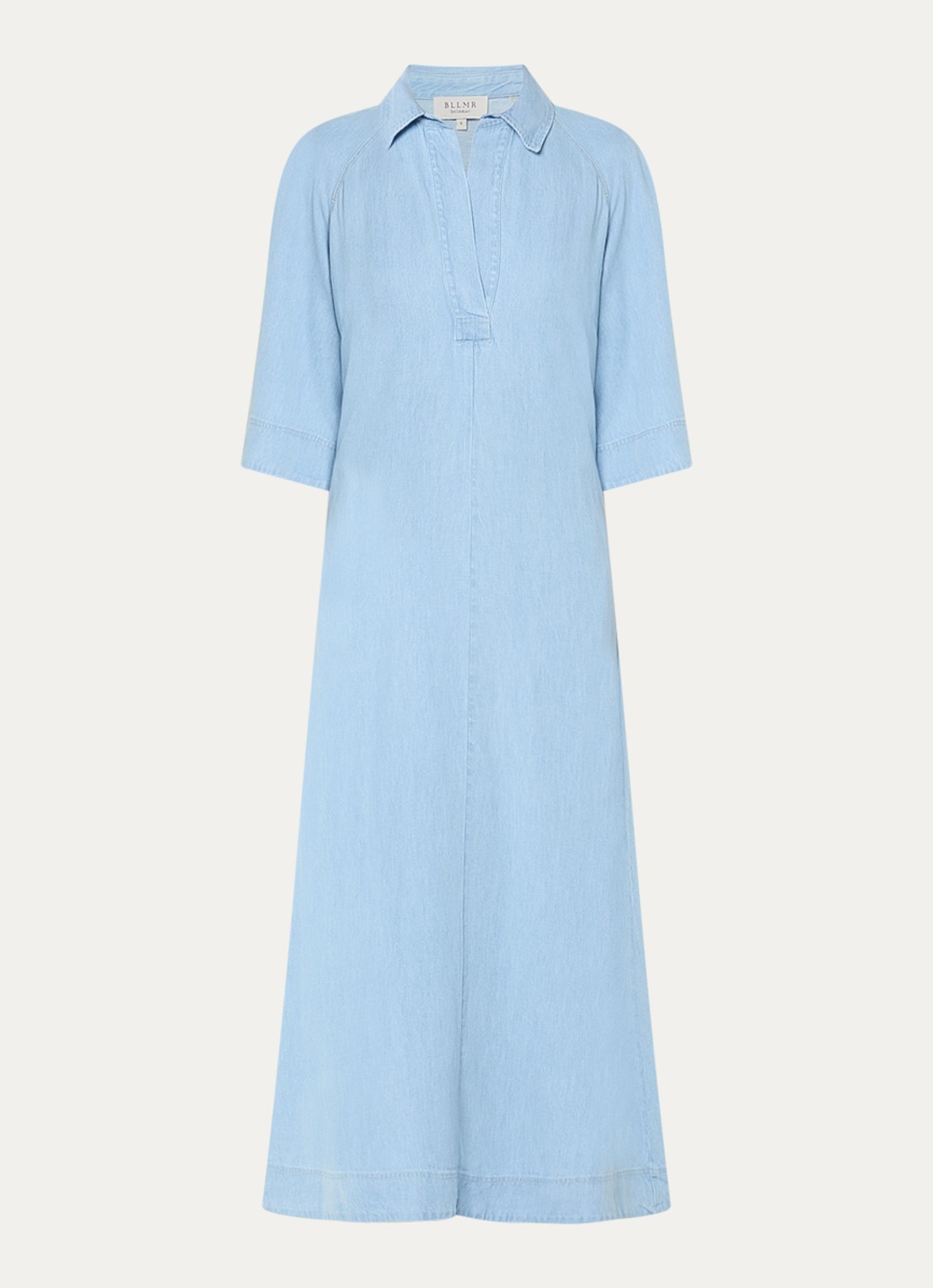 BLLMR Julie midi denim tuniekjurk met steekzakken - voorkant 2 lichtblauw