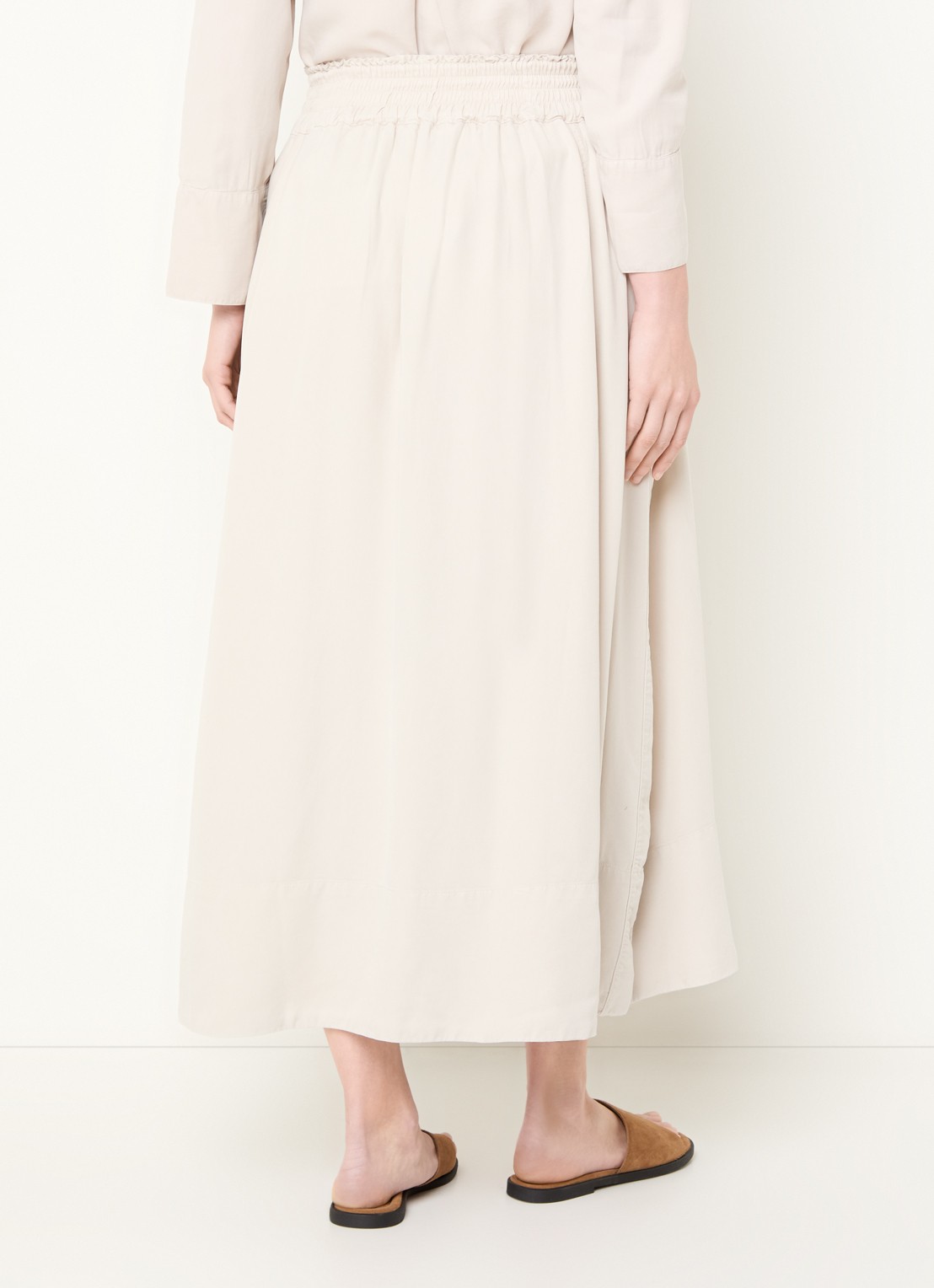BLLMR Laila midi A-lijn rok met elastische band - achterkant beige