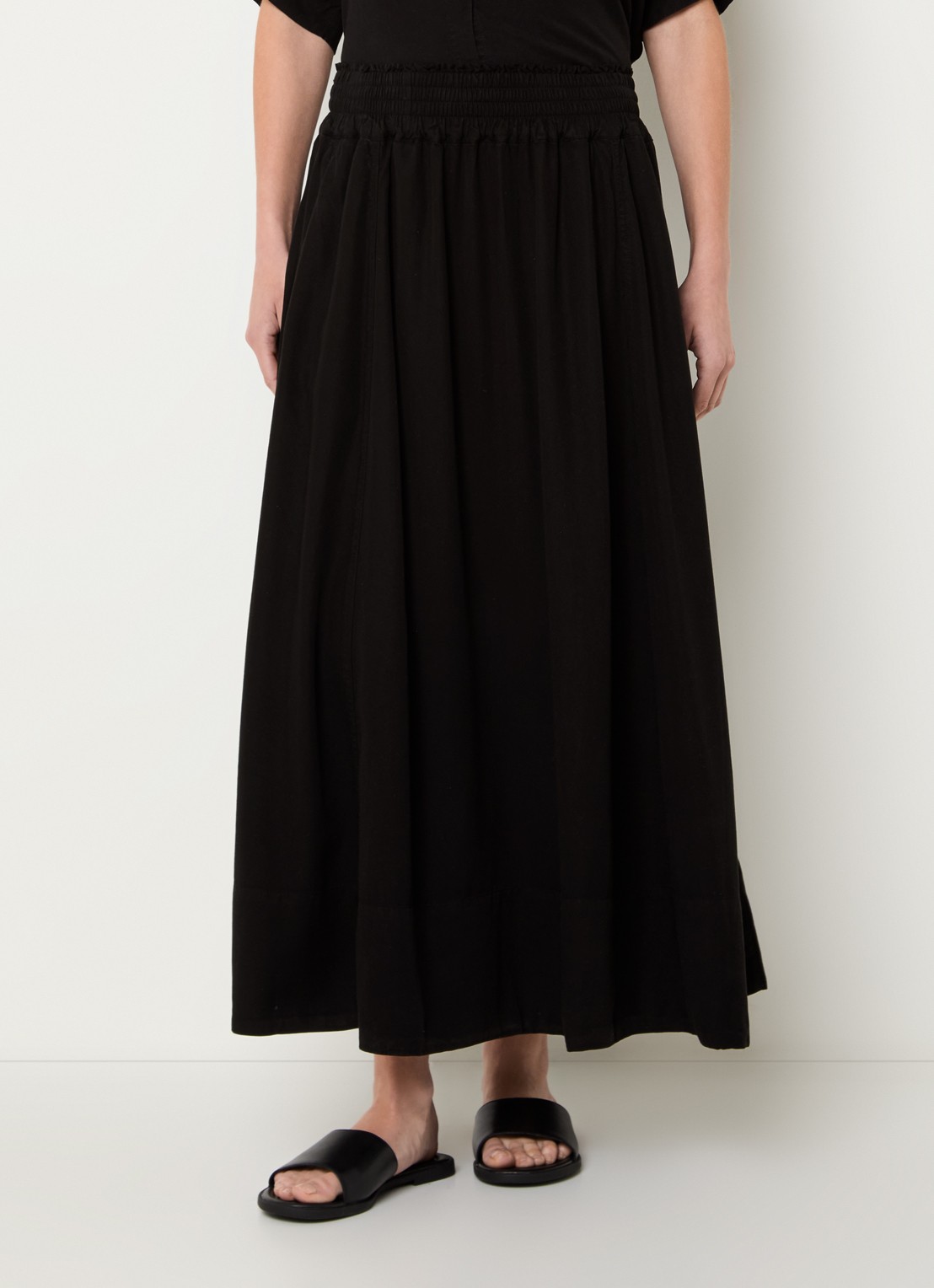 BLLMR Laila midi A-lijn rok met elastische band - detail 4 zwart