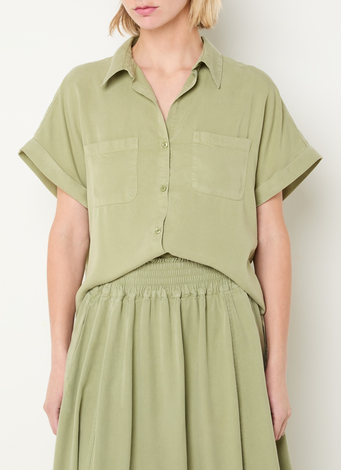 BLLMR Mia blouse met borstzakken - detail 3 lindegroen