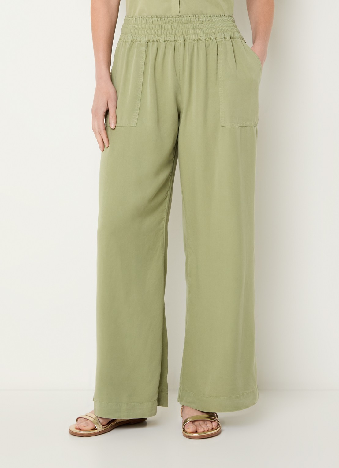 BLLMR Stella high waist straight fit pantalon met opgestikte zakken - detail 4 olijfgroen