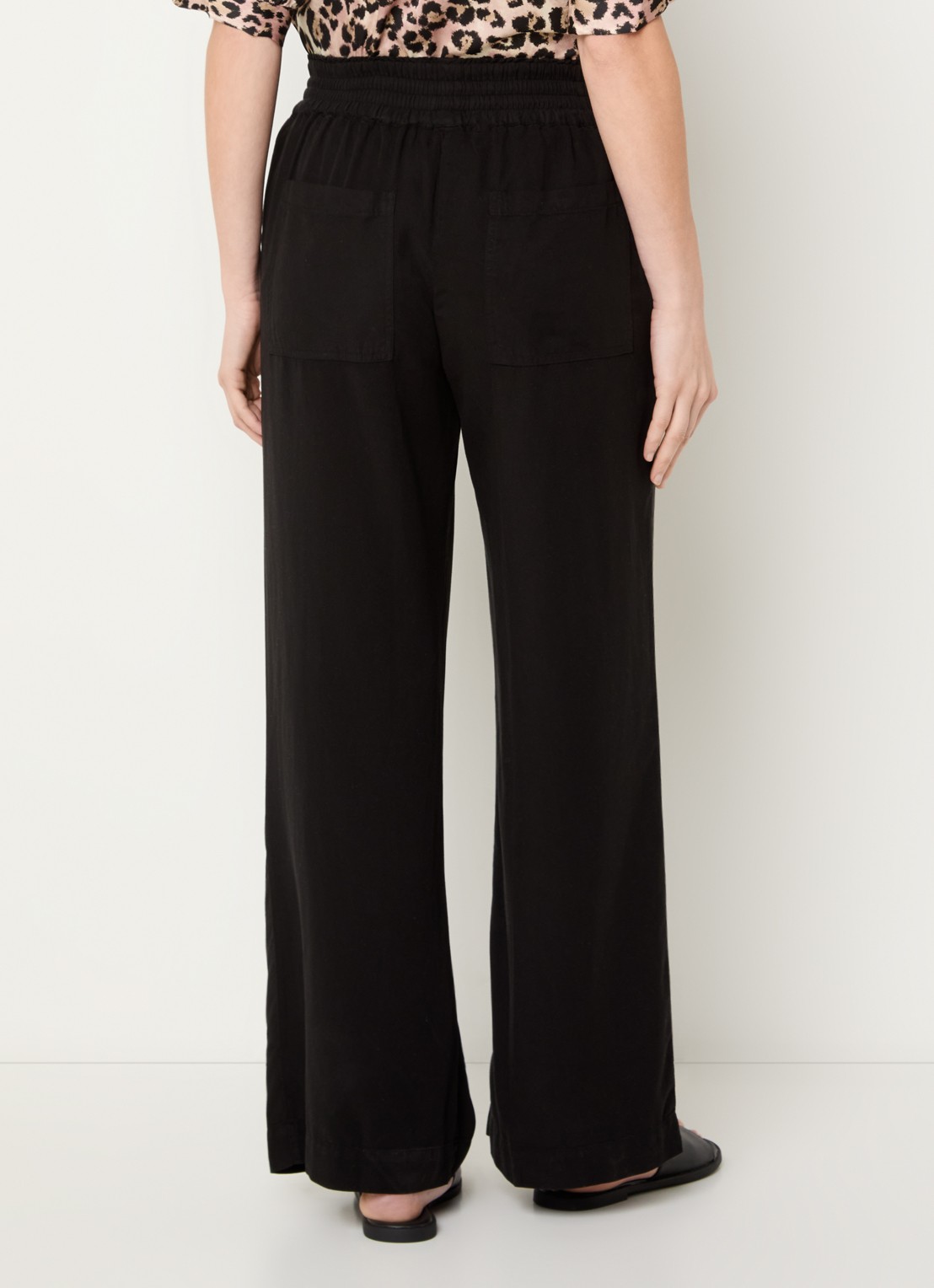 BLLMR Stella high waist straight fit pantalon met opgestikte zakken - achterkant 4 zwart