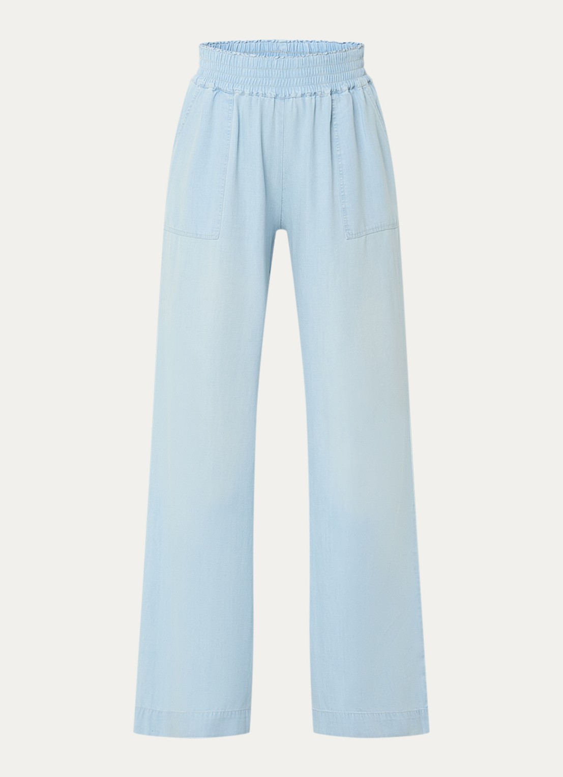 BLLMR Stella high waist wide fit broek van chambray - voorkant lichtblauw