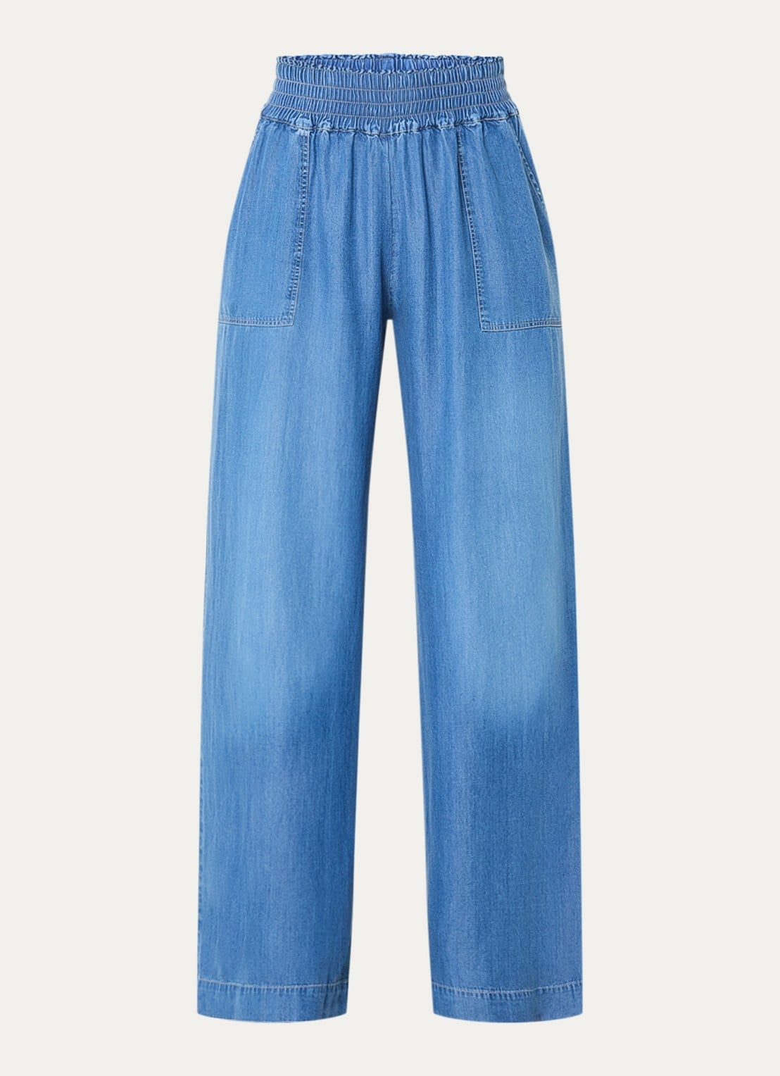 BLLMR Stella high waist wide fit broek van chambray - voorkant 2 blauw