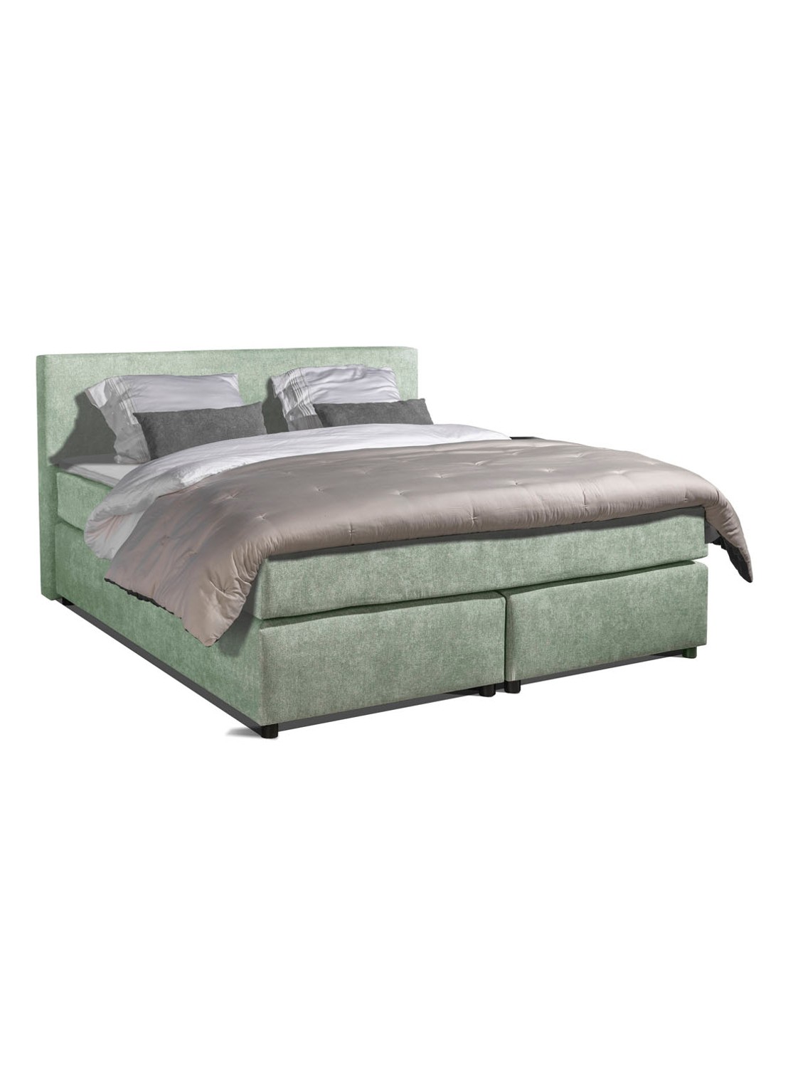 Bloemendaal Monza boxspring combinatie inclusief matras en topper  - voorkant 4 lichtgroen