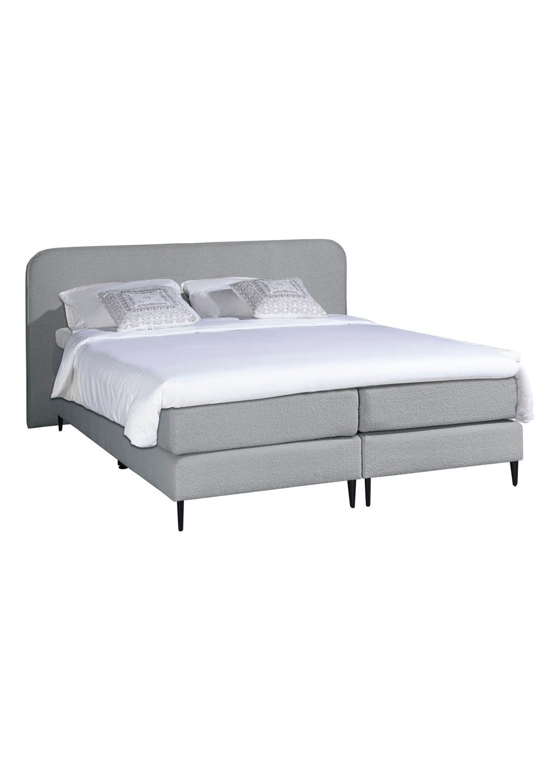 Bloemendaal Treviso boxspring combinatie inclusief matras en topper    - voorkant 6 lichtgrijs