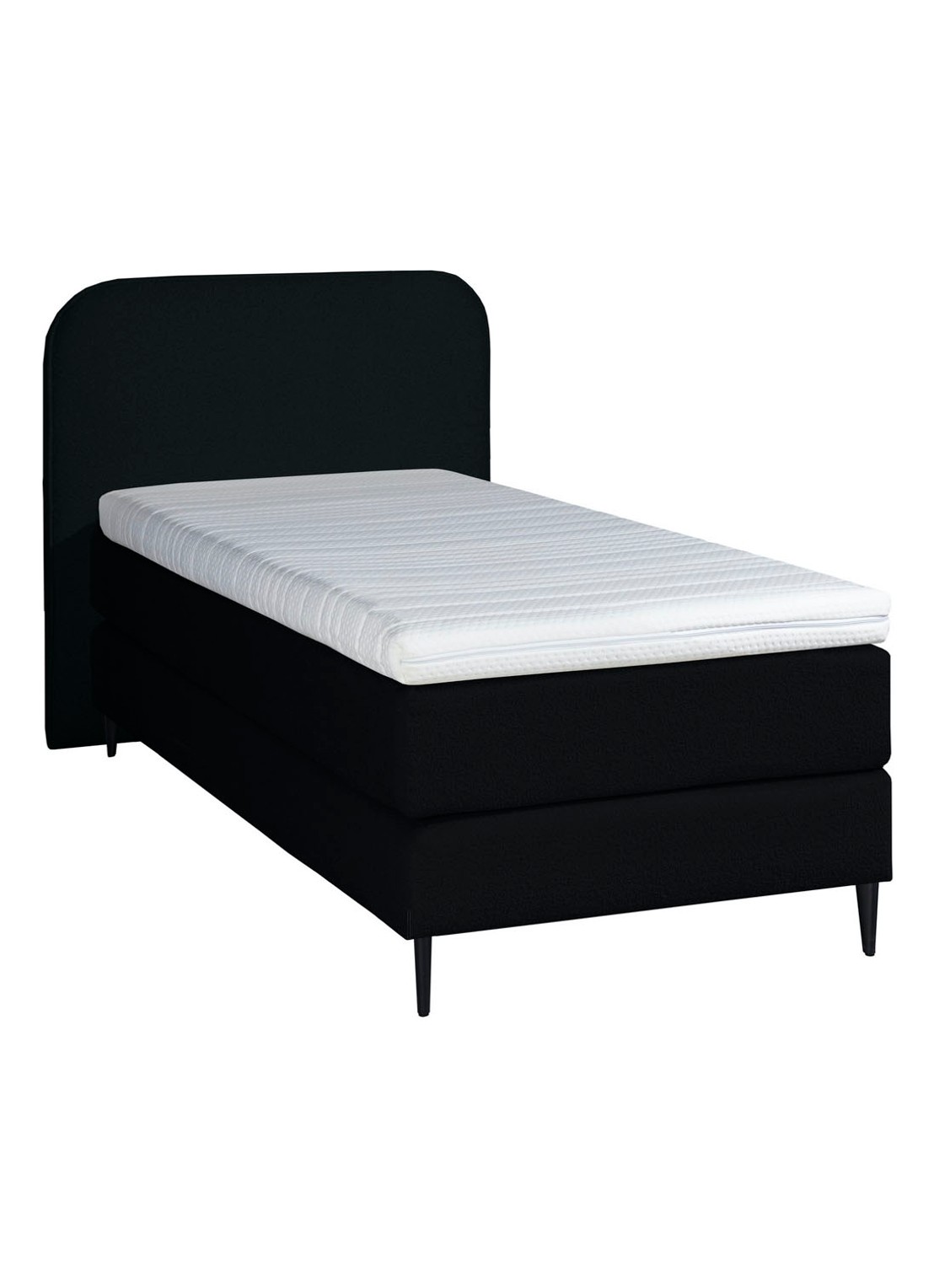 Bloemendaal Treviso eenpersoons boxspring combinatie inclusief matras en topper - voorkant 4 zwart