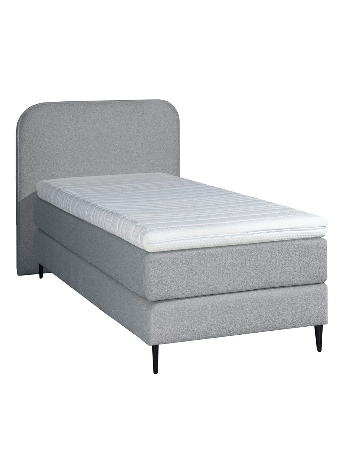 Bloemendaal Treviso eenpersoons boxspring combinatie inclusief matras en topper - voorkant lichtgrijs