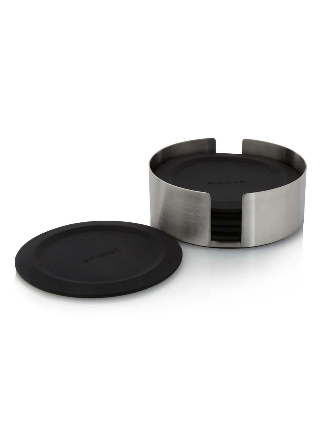 Blomus Lareto onderzetters van siliconen rubber set van 6 - voorkant zilver