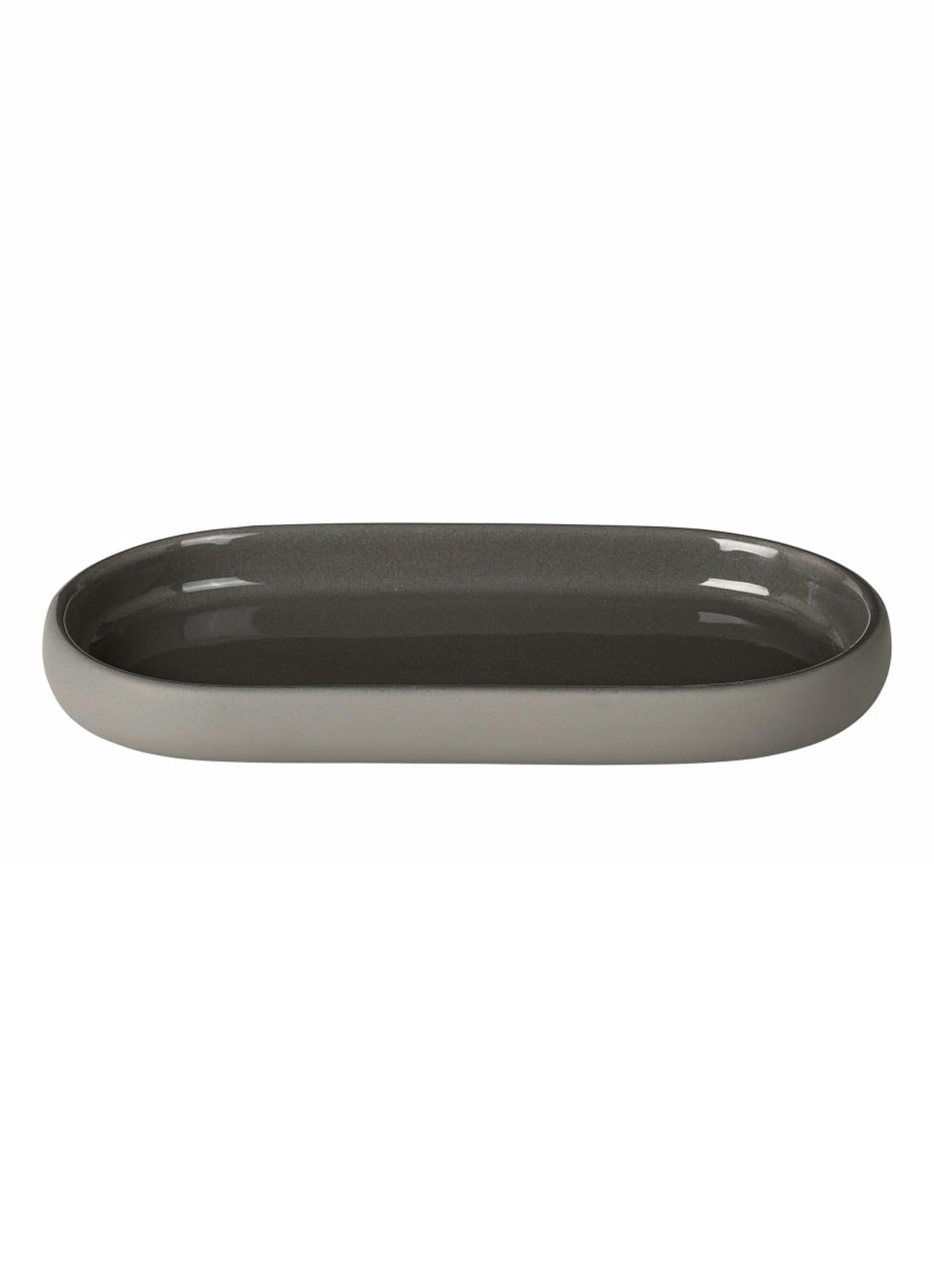 Blomus Sono zeepschaal van keramiek 19 cm - voorkant grijs