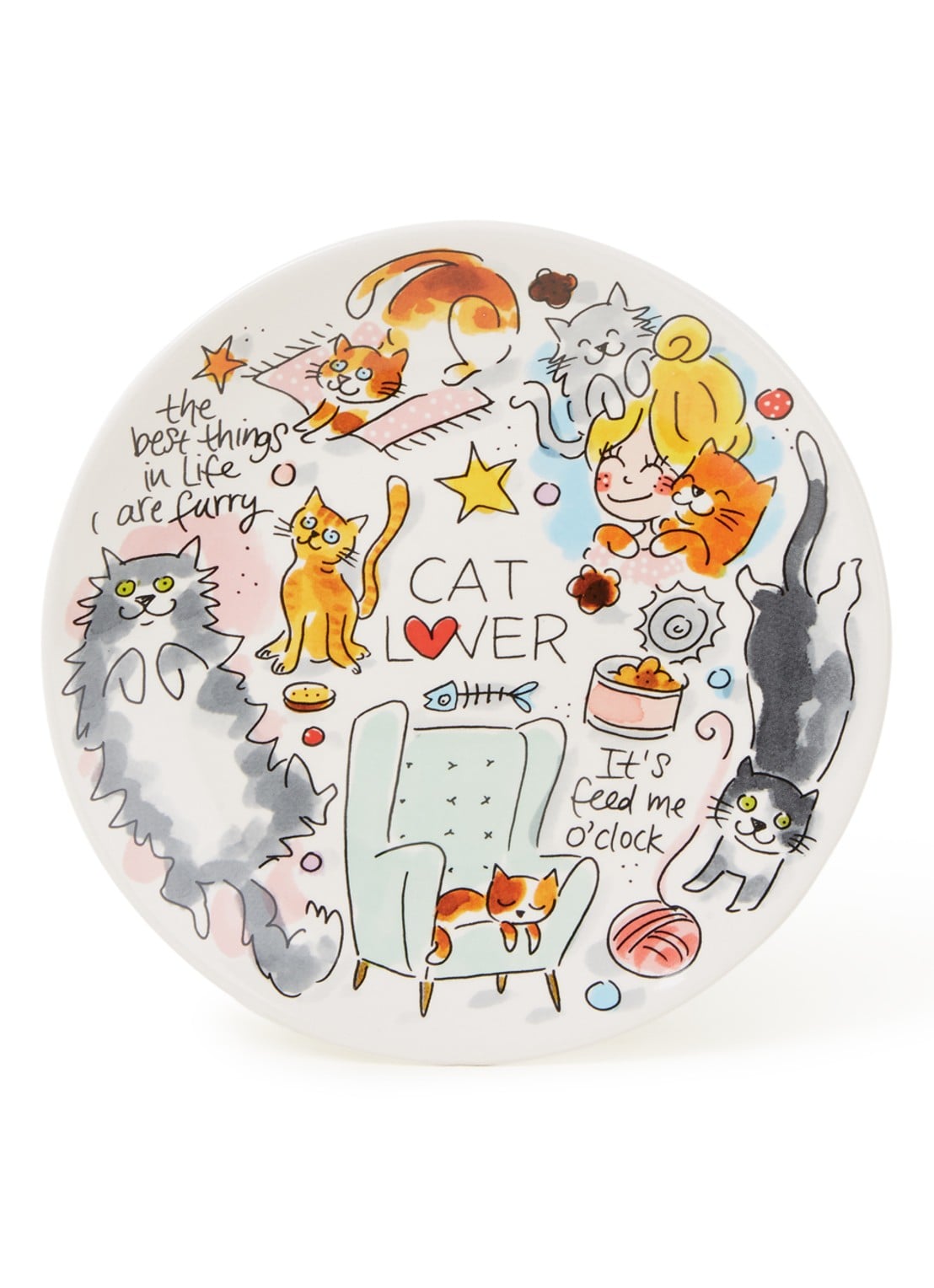 Blond Amsterdam Cat Lover ontbijtbord 22 cm - voorkant 2 multicolor