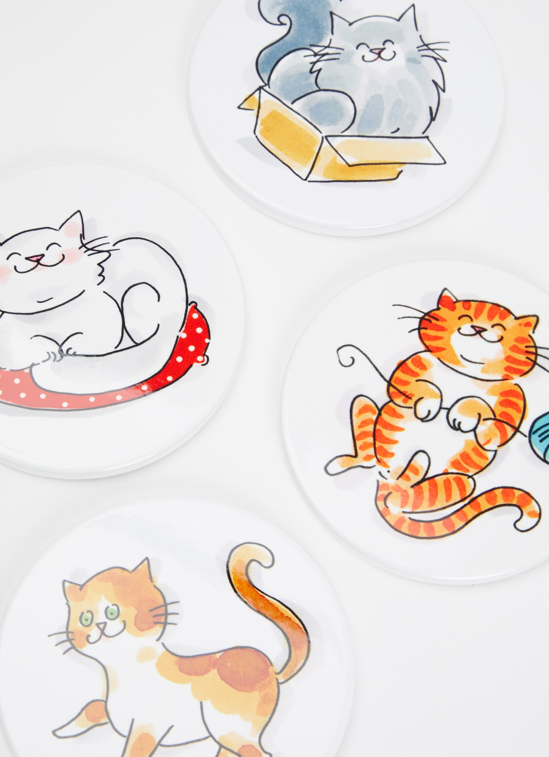 Blond Amsterdam Cat onderzetter set van 4 - voorkant 2 wit