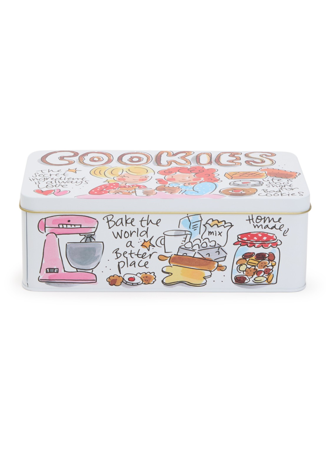 Blond Amsterdam Cookies koektrommel 20 x 10,5 cm - voorkant gebroken wit