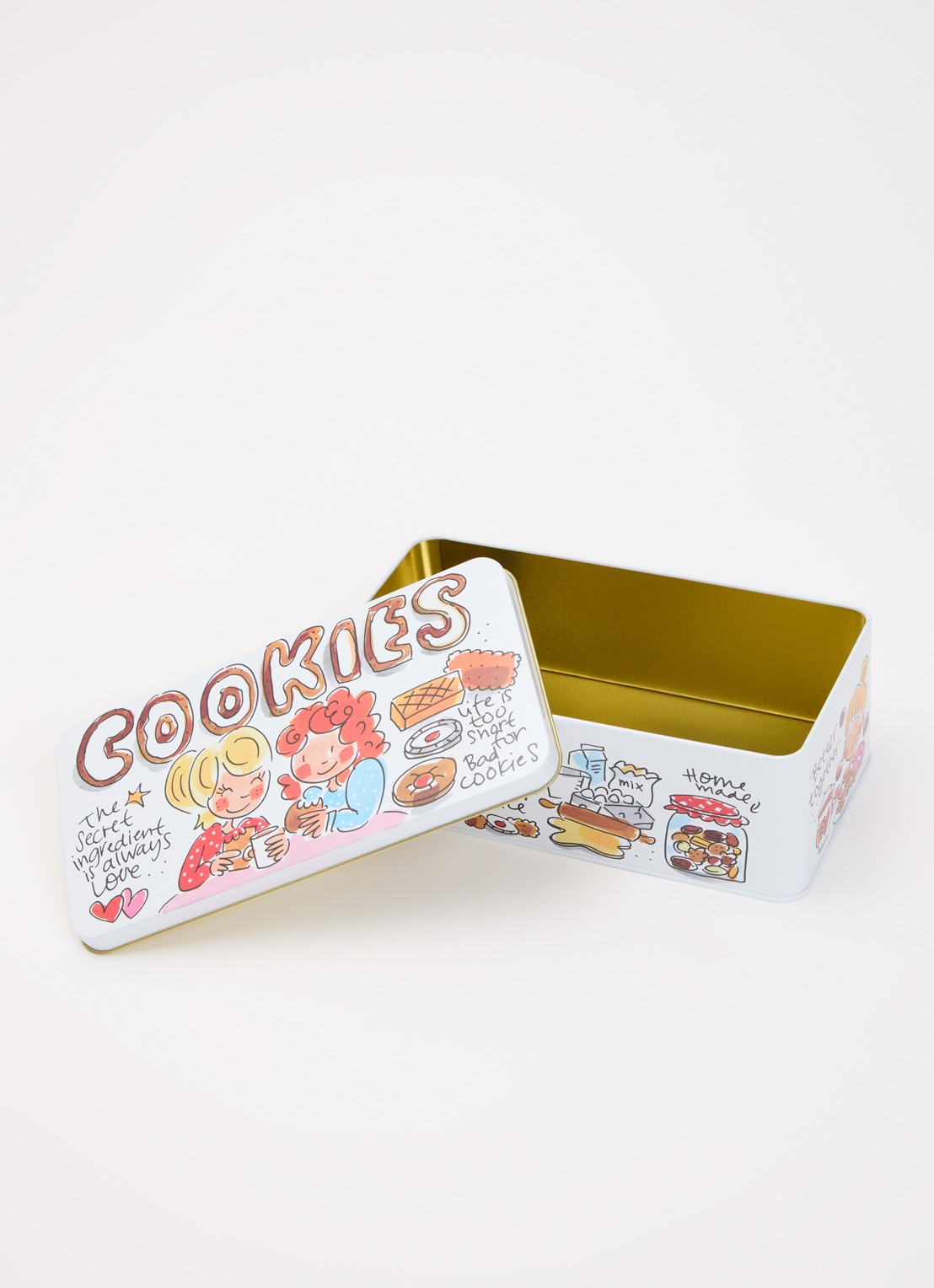 Blond Amsterdam Cookies koektrommel 20 x 10,5 cm - voorkant 2 gebroken wit