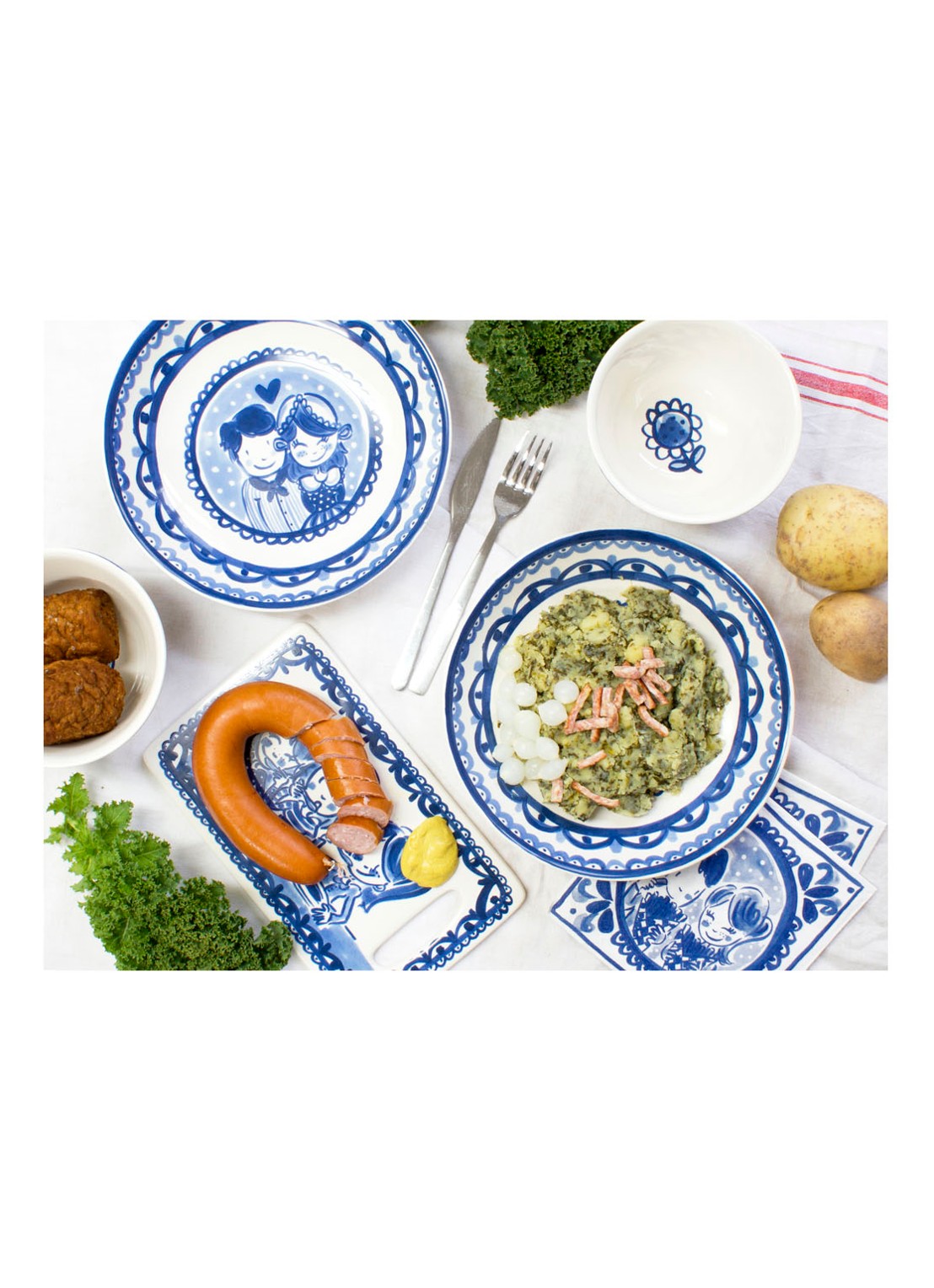 Blond Amsterdam Delfts Blond dinerbord 26 cm - voorkant 2 blauw
