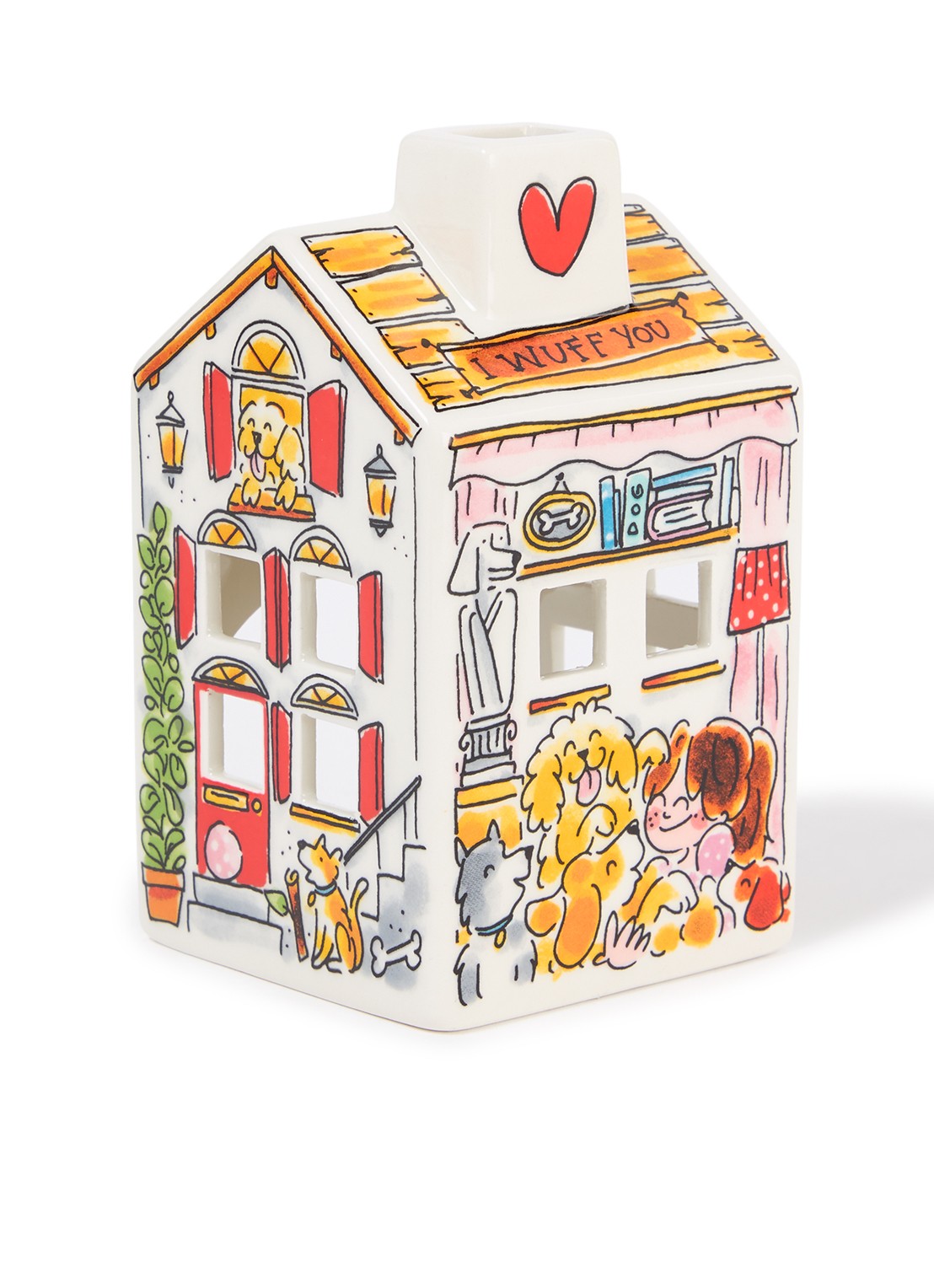 Blond Amsterdam Dog Lover waxinelichthouder 14 cm - voorkant wit