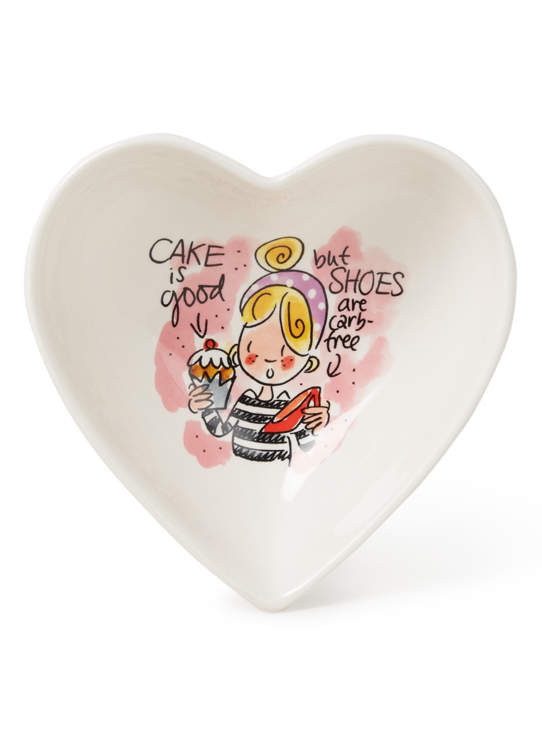 Blond Amsterdam Even Bijkletsen Heart kom 16,5 cm - voorkant wit