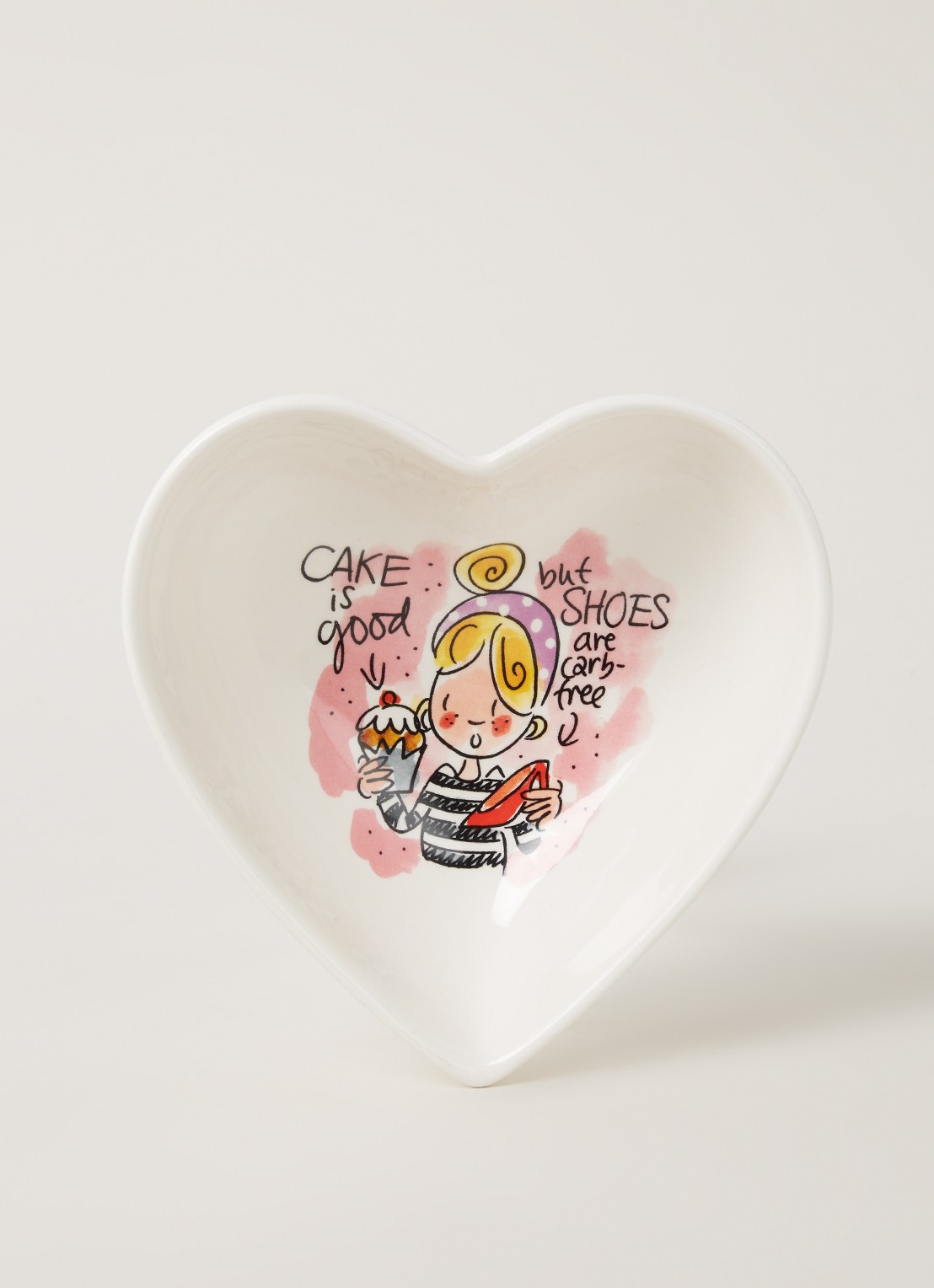 Blond Amsterdam Even Bijkletsen Heart kom 16,5 cm - voorkant 2 wit