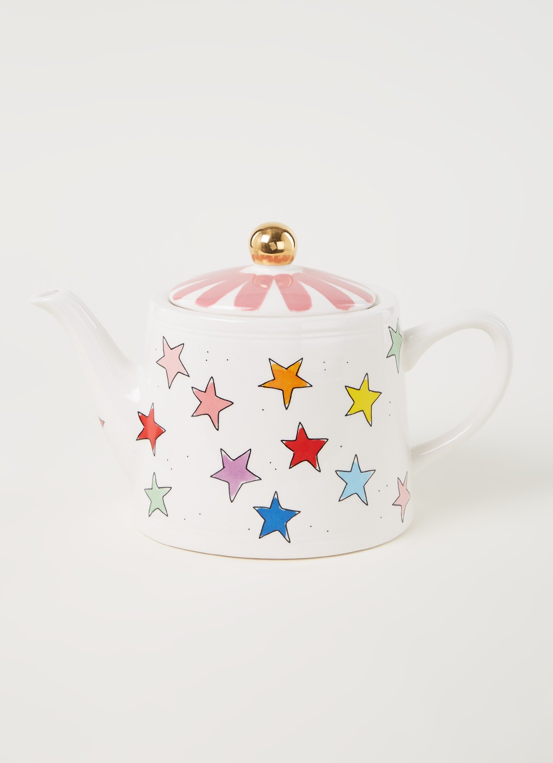 Blond Amsterdam Even Bijkletsen Star Mix theepot 1,5 liter - voorkant 3 wit