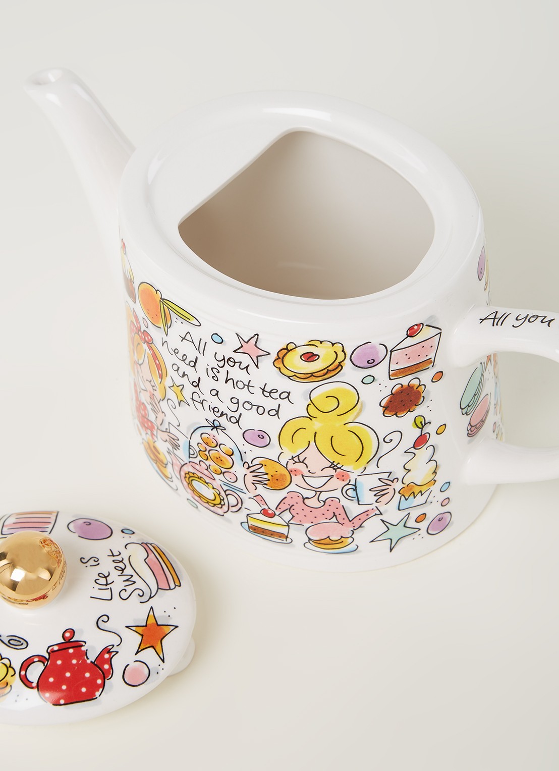 Blond Amsterdam Even Bijkletsen You and me theepot 1,5 liter - detail multicolor