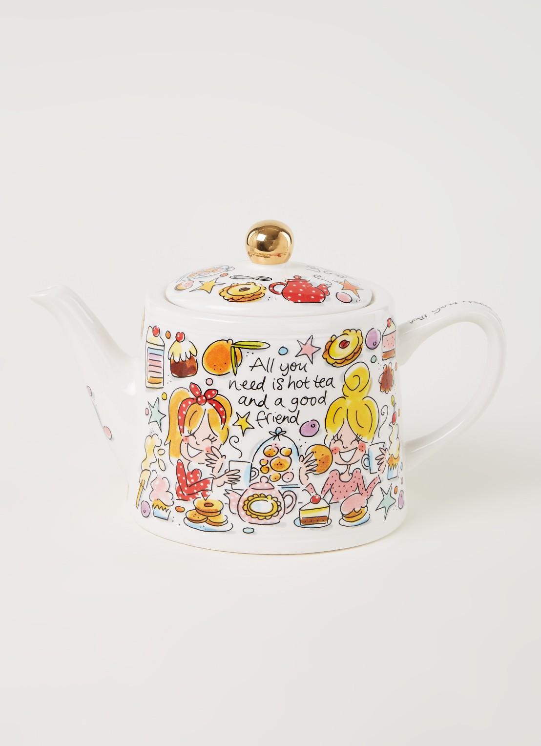 Blond Amsterdam Even Bijkletsen You and me theepot 1,5 liter - voorkant 3 multicolor