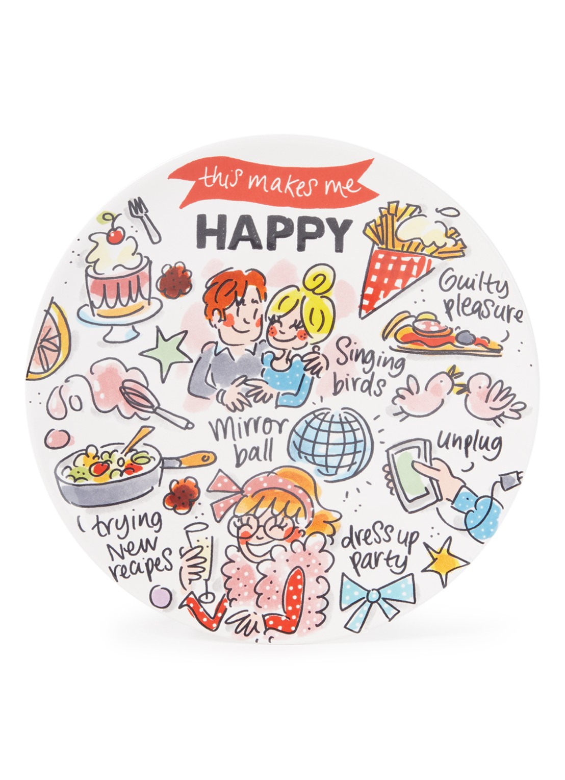 Blond Amsterdam Happy ontbijtbord 18 cm - voorkant multicolor