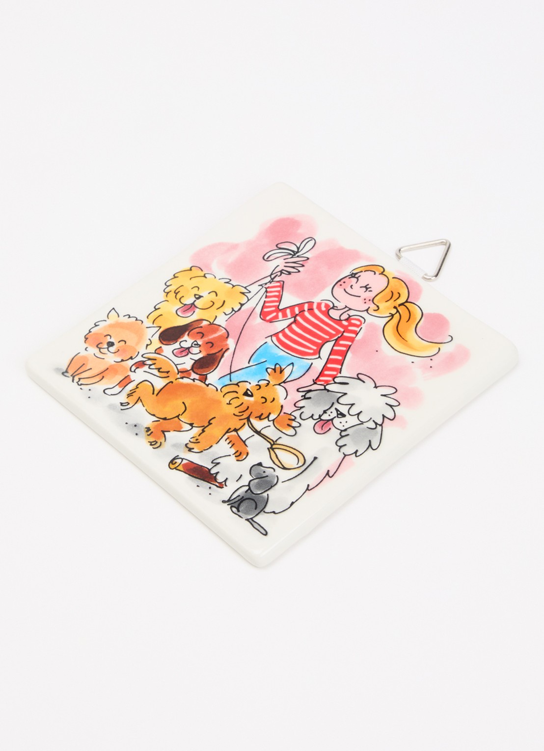 Blond Amsterdam Hond wandtegel 13 cm - voorkant 2 gebroken wit