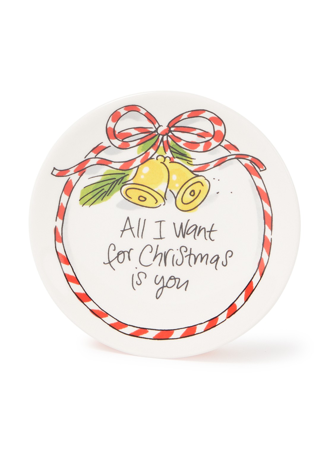 Blond Amsterdam Kerstklokken gebaksbordje 12 cm - voorkant 3 multicolor